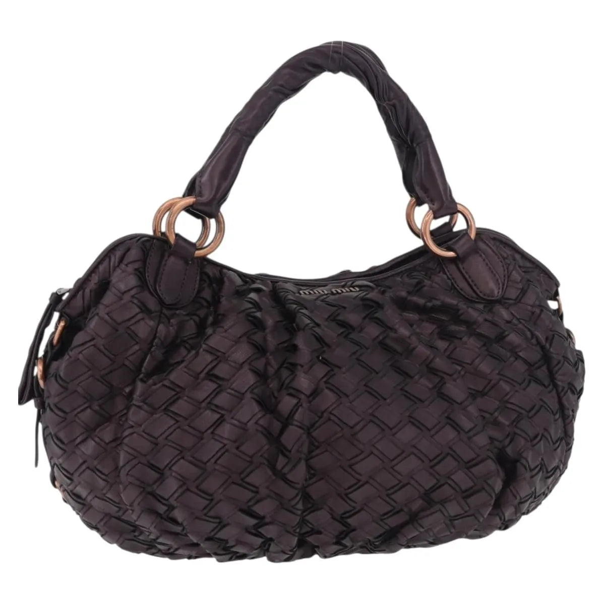 Miu Miu Hobo Woven Leather Purple Leather Handbag (Pre-Owned)