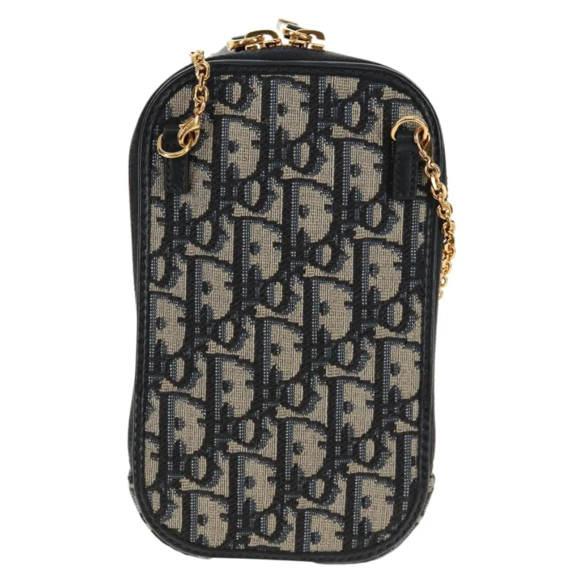 Christian Dior 30 Montaigne Phone Holder On Chain Oblique Canvas Navy Canvas Clutche & Pouche Bag (Pre-Owned)