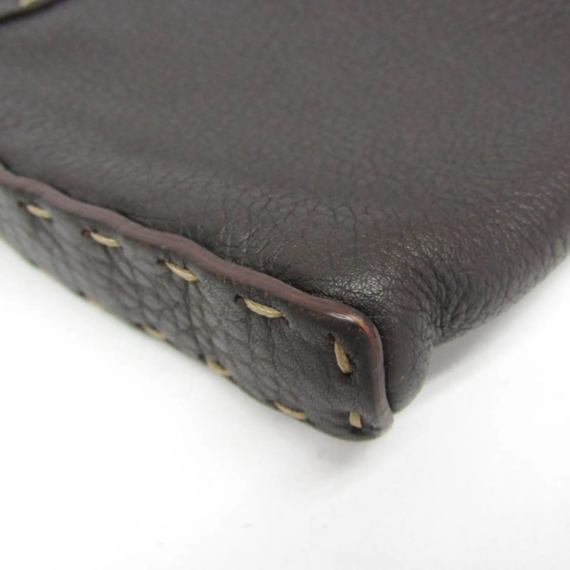 Fendi Vintage Selleria Zip Messenger Leather Brown Leather Shoulder Bag Bag (Pre-Owned)