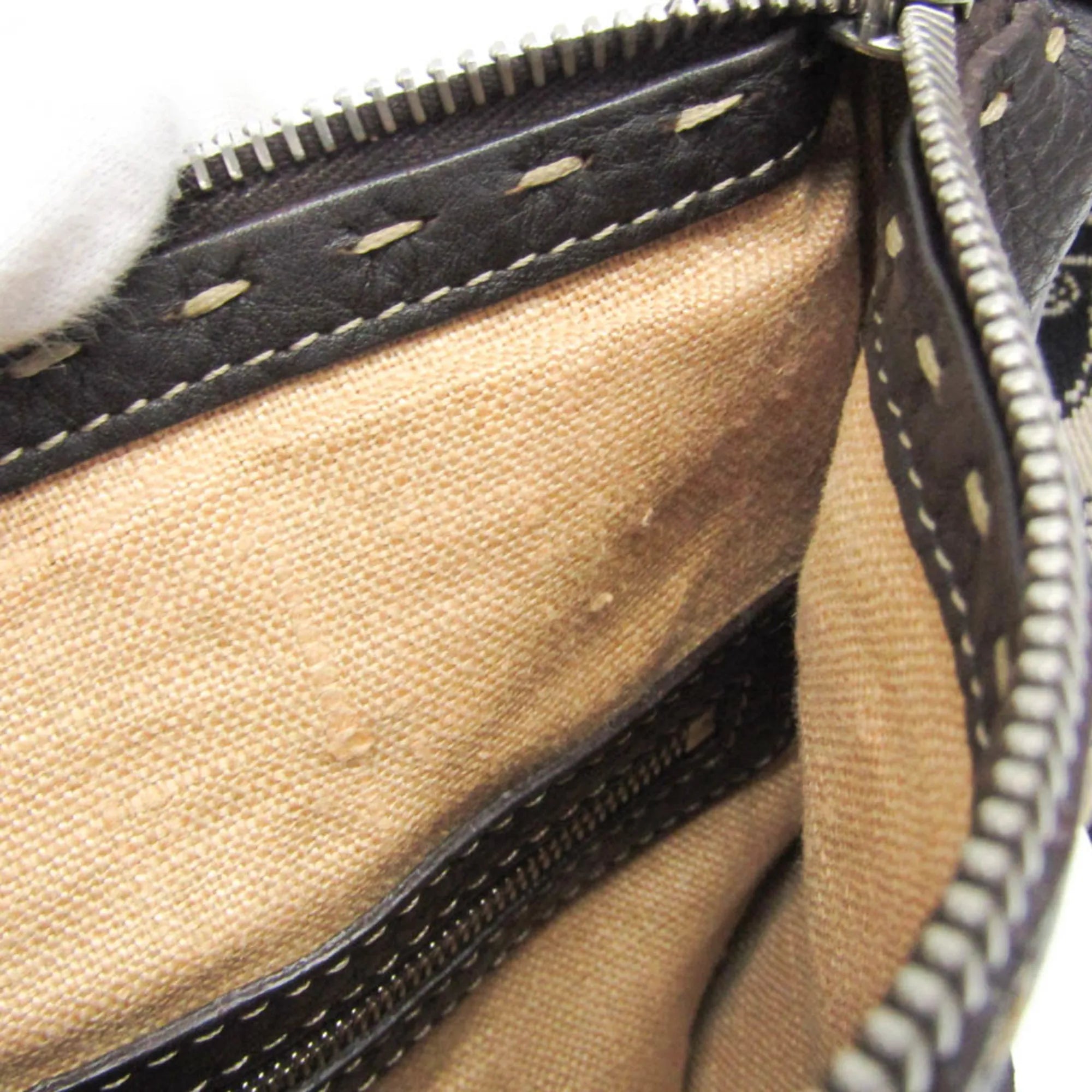 Fendi Vintage Selleria Zip Messenger Leather Brown Leather Shoulder Bag Bag (Pre-Owned)