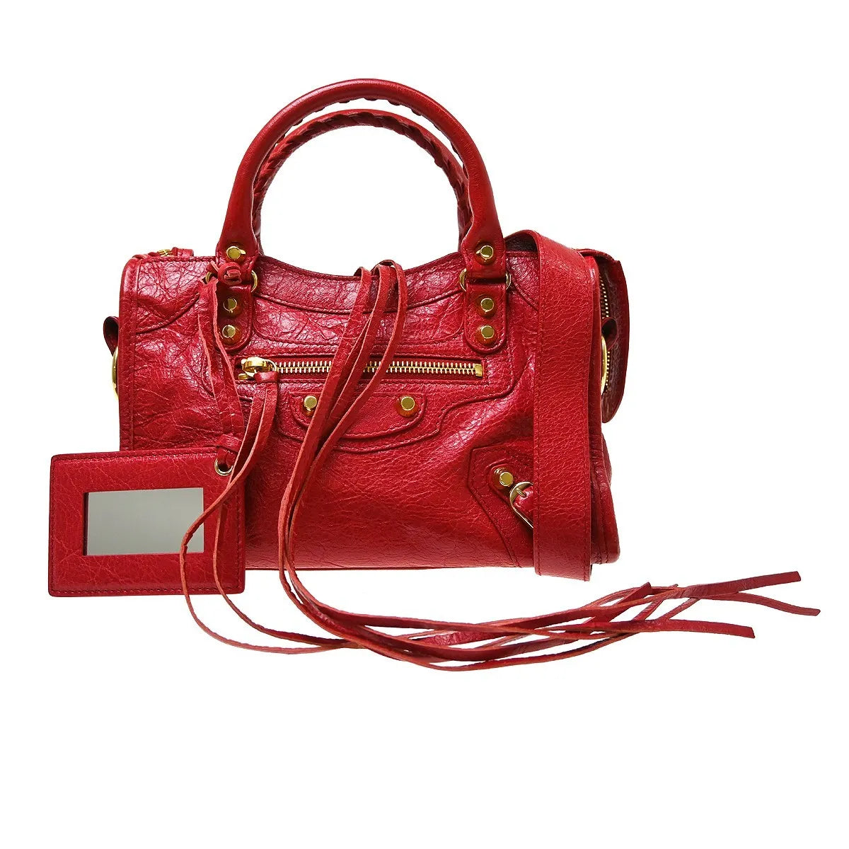Balenciaga City Classic Studs Leather Red Leather Handbag (Pre-Owned)