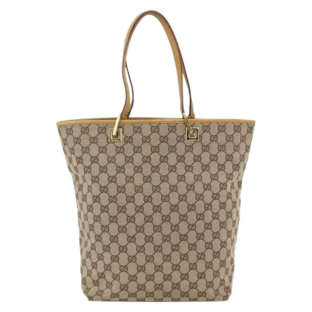 Gucci Vintage Bucket Shopping Tote Gg Canvas Beige Canvas Tote Bag Bag (Pre-Owned)