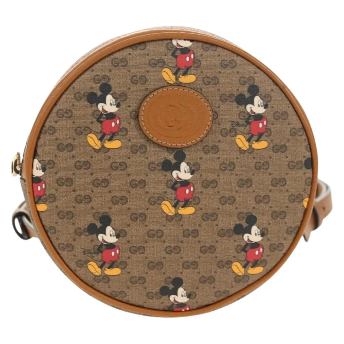 Gucci Disney Mickey Mouse Round Backpack (Outlet) Printed Mini Gg Coated Canvas Beige Canvas Backpack Bag (Pre-Owned)