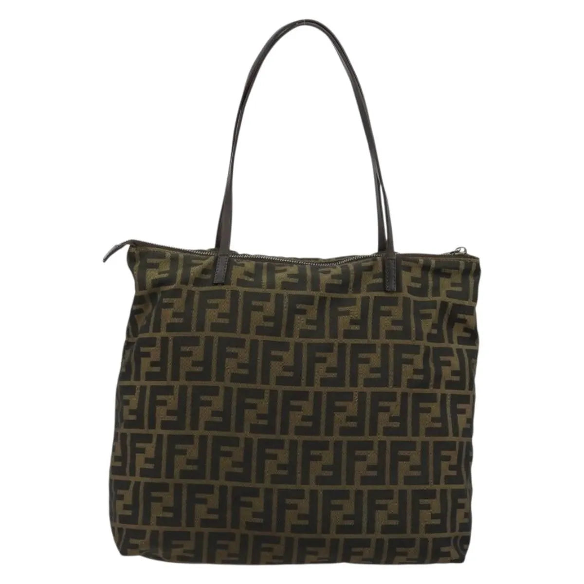 Fendi Zucca Tote Canvas Black Canvas Handbag (Pre-Owned)