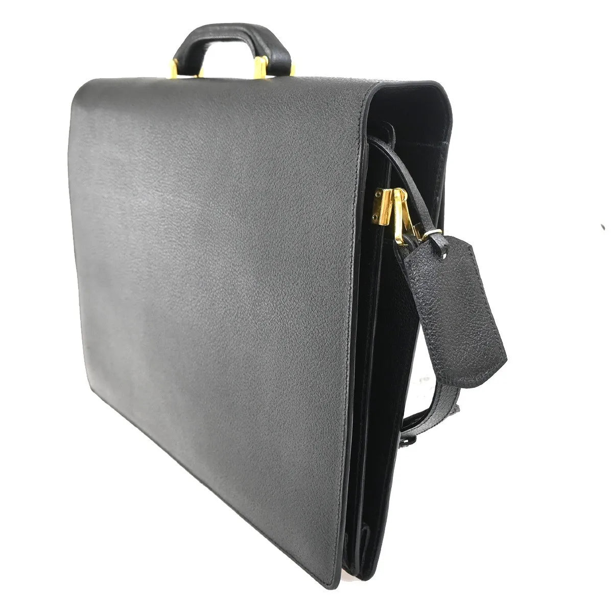 Salvatore Ferragamo Revival Leather Black Leather Briefcase Bag (Pre-Owned)