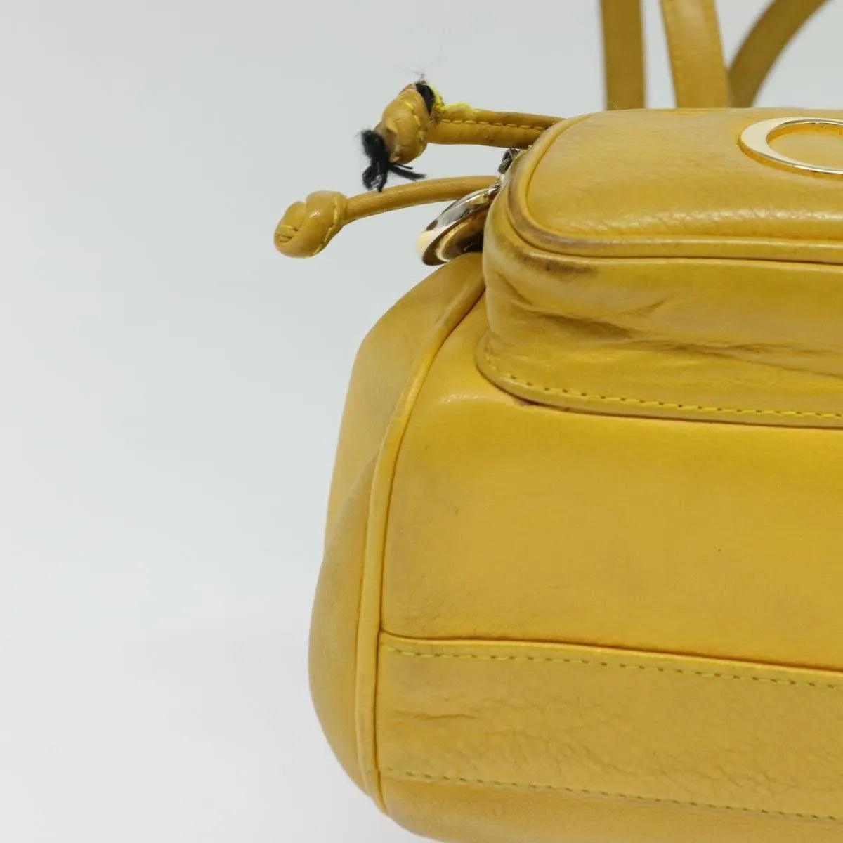 Christian Dior Vintage Flap Leather Yellow Leather Backpack Bag (Pre-Owned)