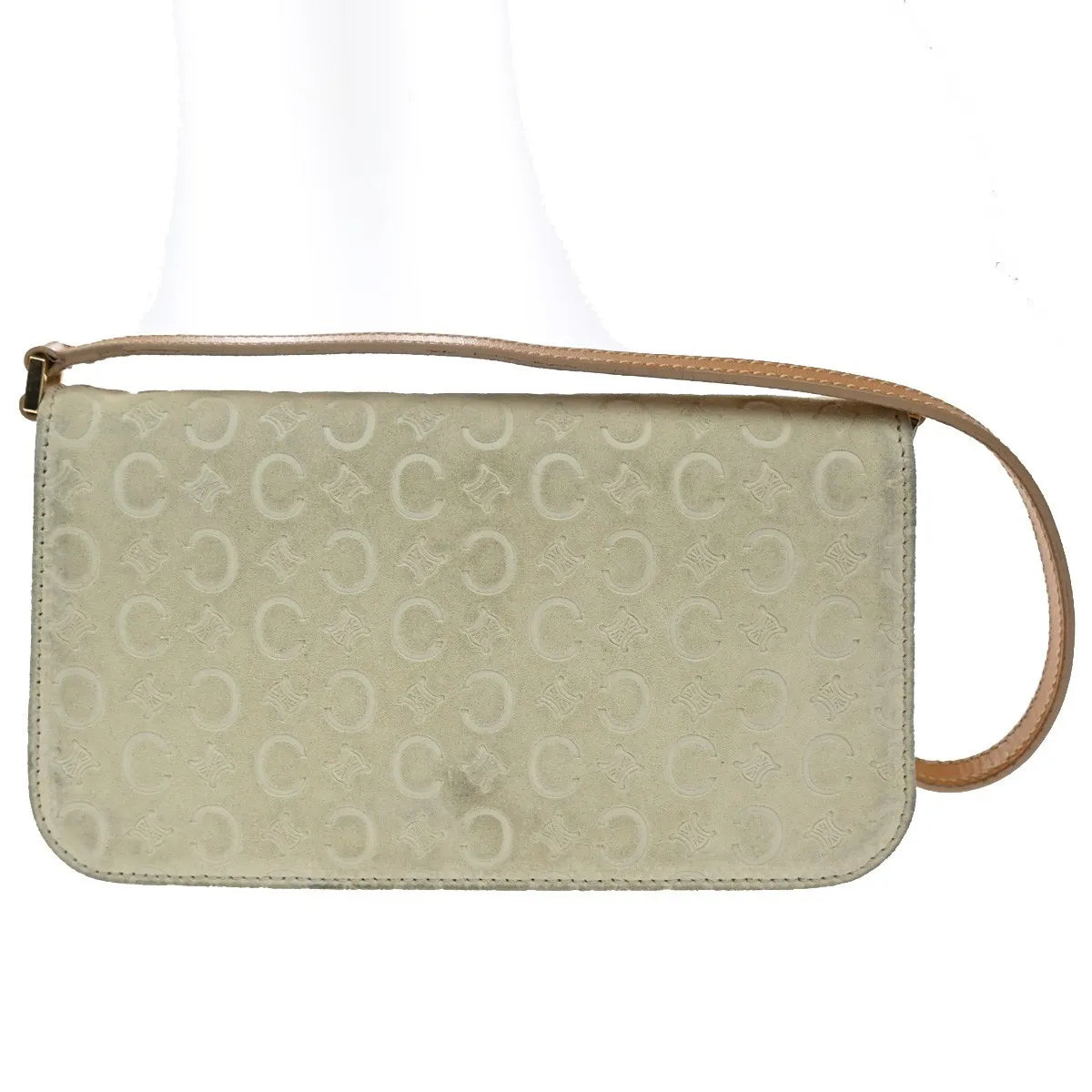 Celine C Macadam Shoulder Suede Beige Suede Clutche & Pouche Bag (Pre-Owned)
