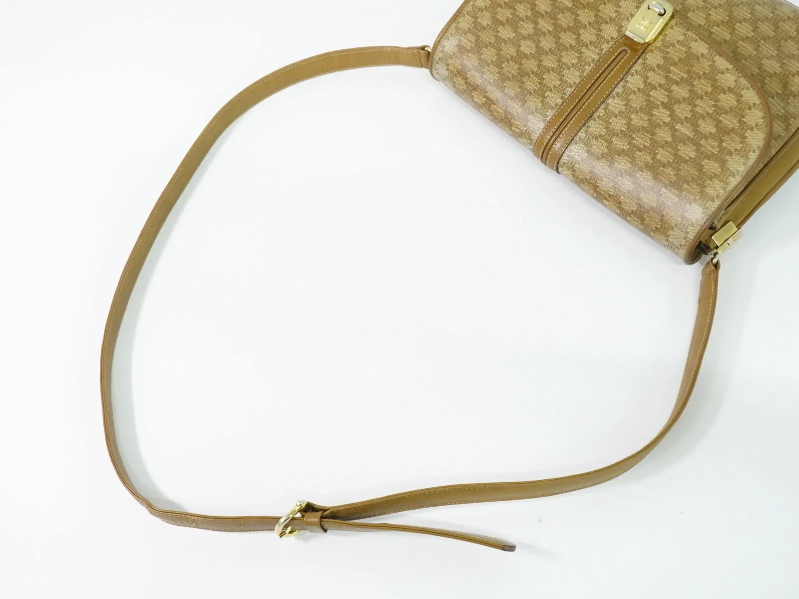 Celine Vintage Macadam Canvas And Leather Beige Canvas Shoulder Bag Bag (Pre-Owned)