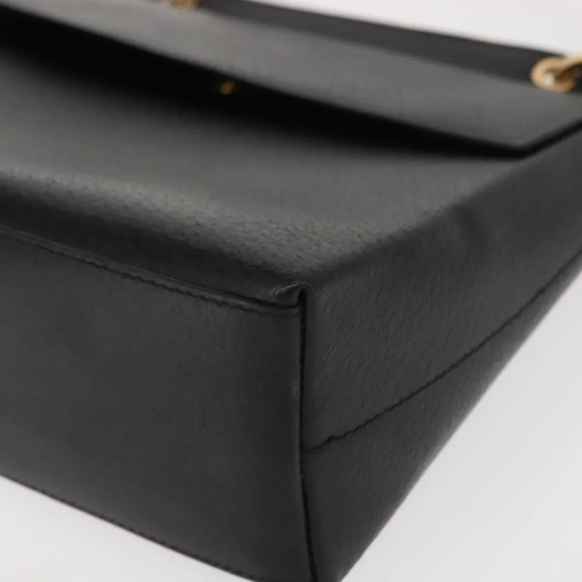 Gucci Vintage Bamboo Handle Leather Black Leather Handbag (Pre-Owned)