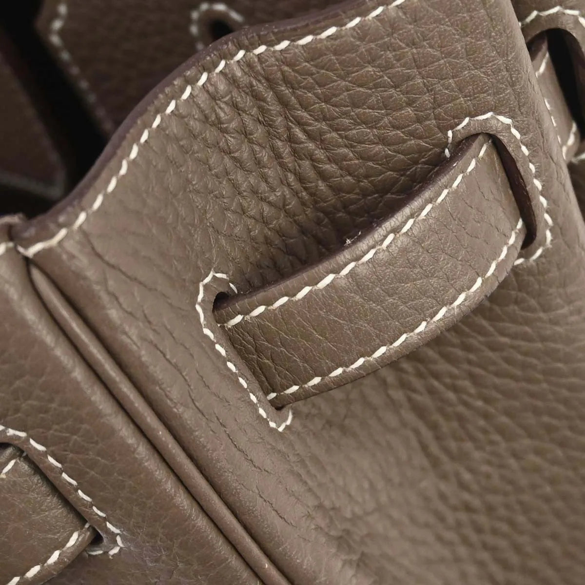 Hermes Birkin Etoupe Taurillon Clémence With Palladium Hardware Gray Calfskin Handbag (Pre-Owned)