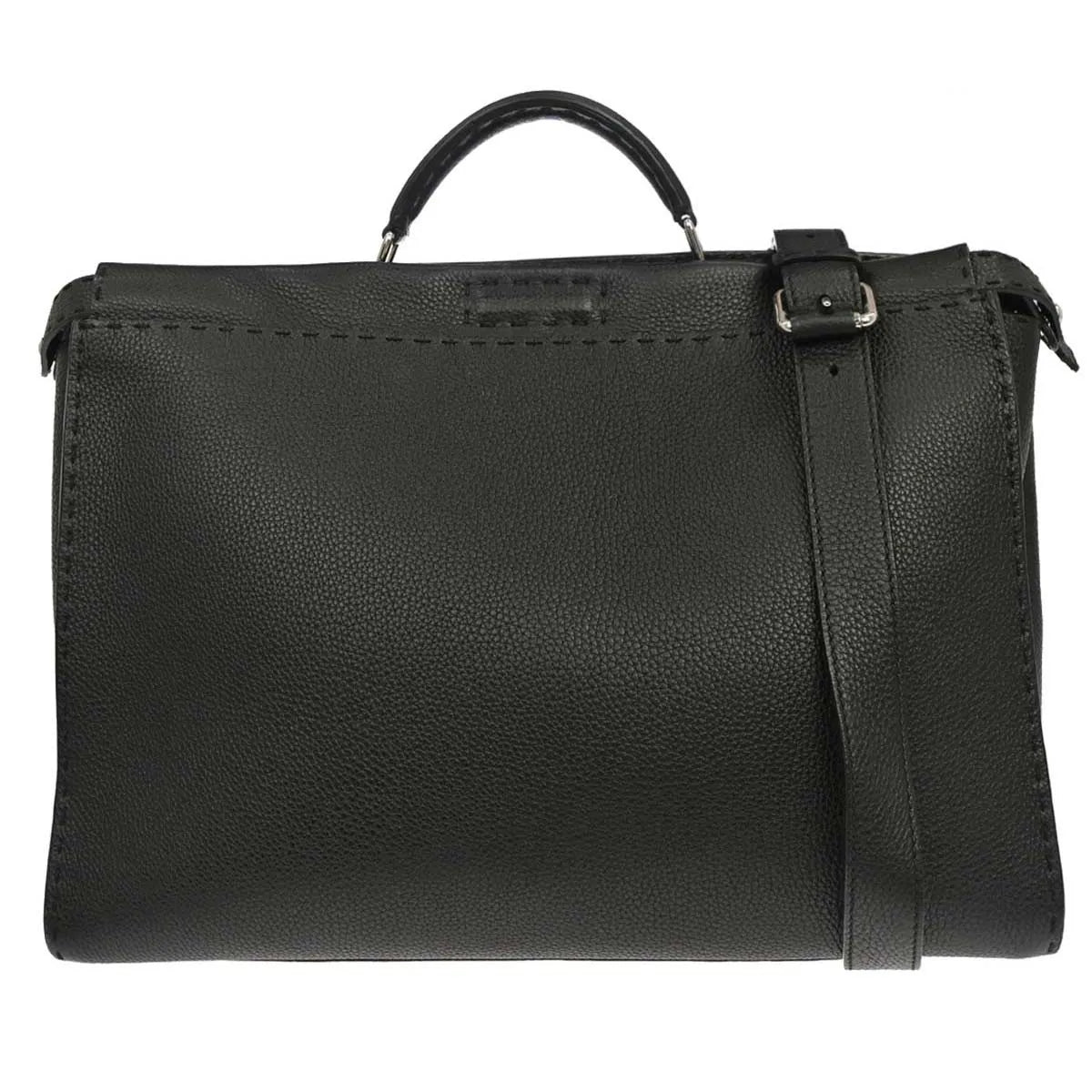 Fendi Selleria Peekaboo Fit Leather Black Leather Handbag (Pre-Owned)