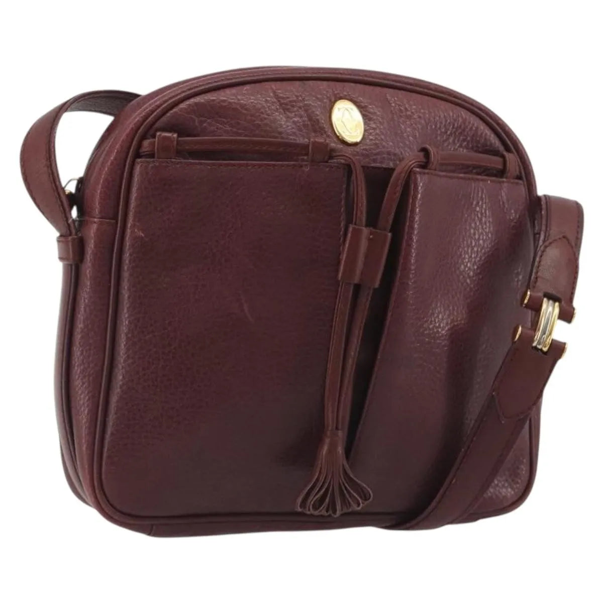 Cartier Tasseled Must De Cartier Leather Burgundy Leather Shoulder Bag Bag (Pre-Owned)