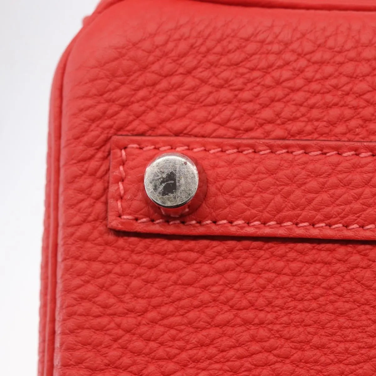 Hermes Birkin Handbag Red Togo With Palladium Hardware Red Leather Handbag (Pre-Owned)