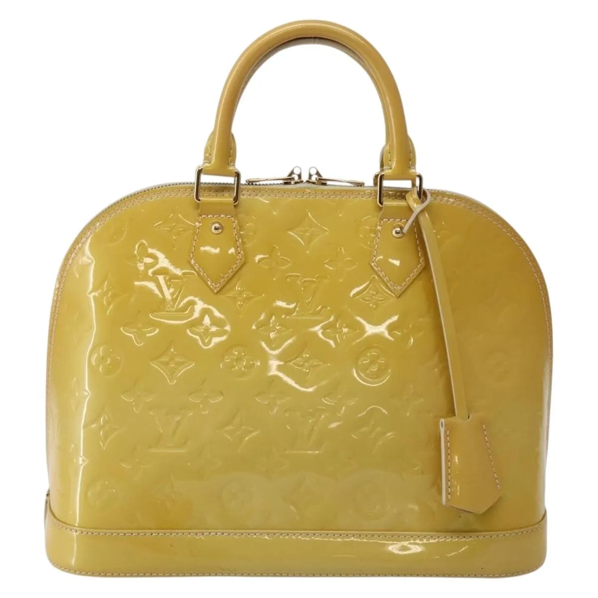 Louis Vuitton Alma Monogram Vernis Beige Patent_Leather Handbag (Pre-Owned)