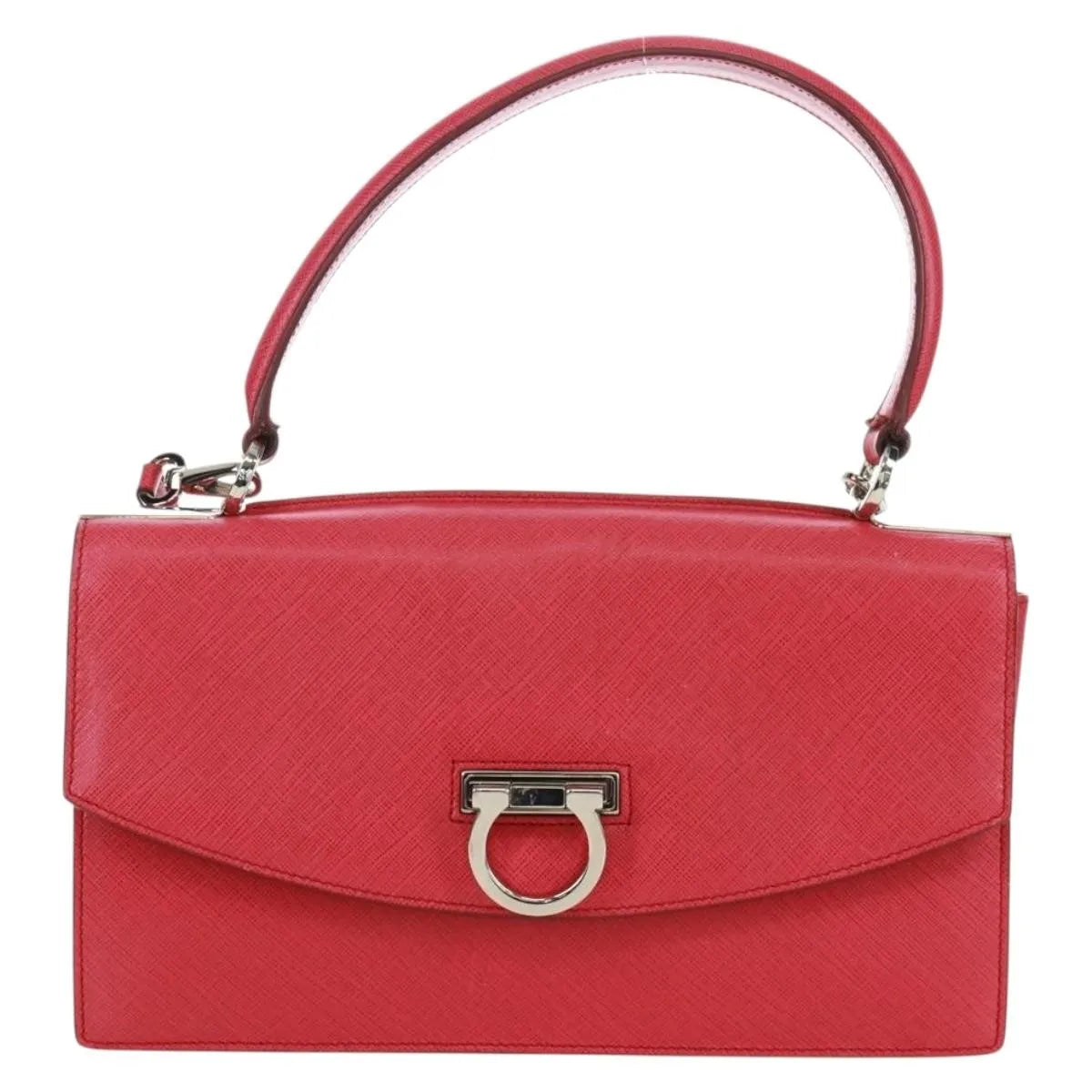 Salvatore Ferragamo Gancini Convertible Top Handle Saffiano Leather Pink Leather Handbag (Pre-Owned)