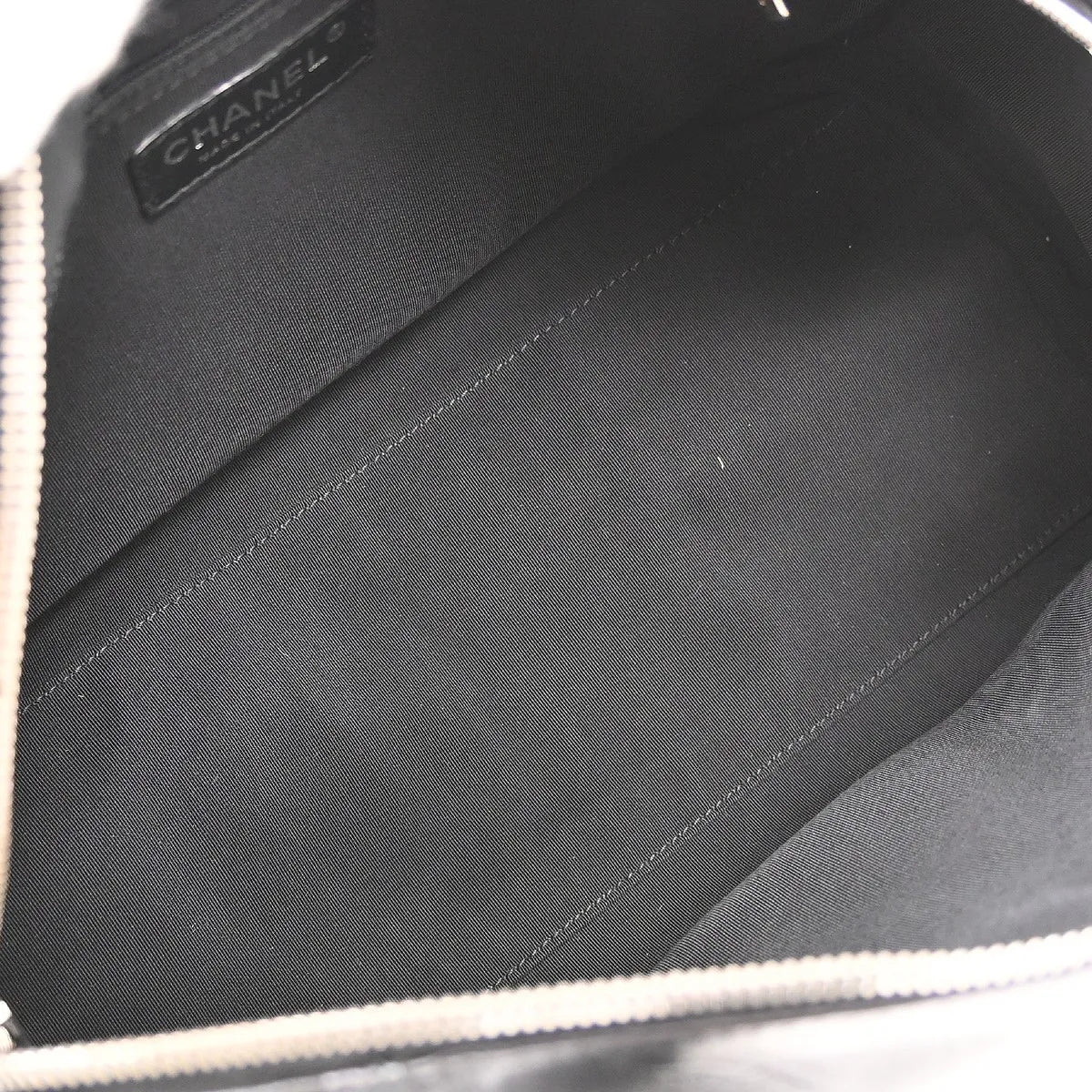 Chanel All Day Long Bowler Chevron Leather Black Leather Tote Bag Bag (Pre-Owned)