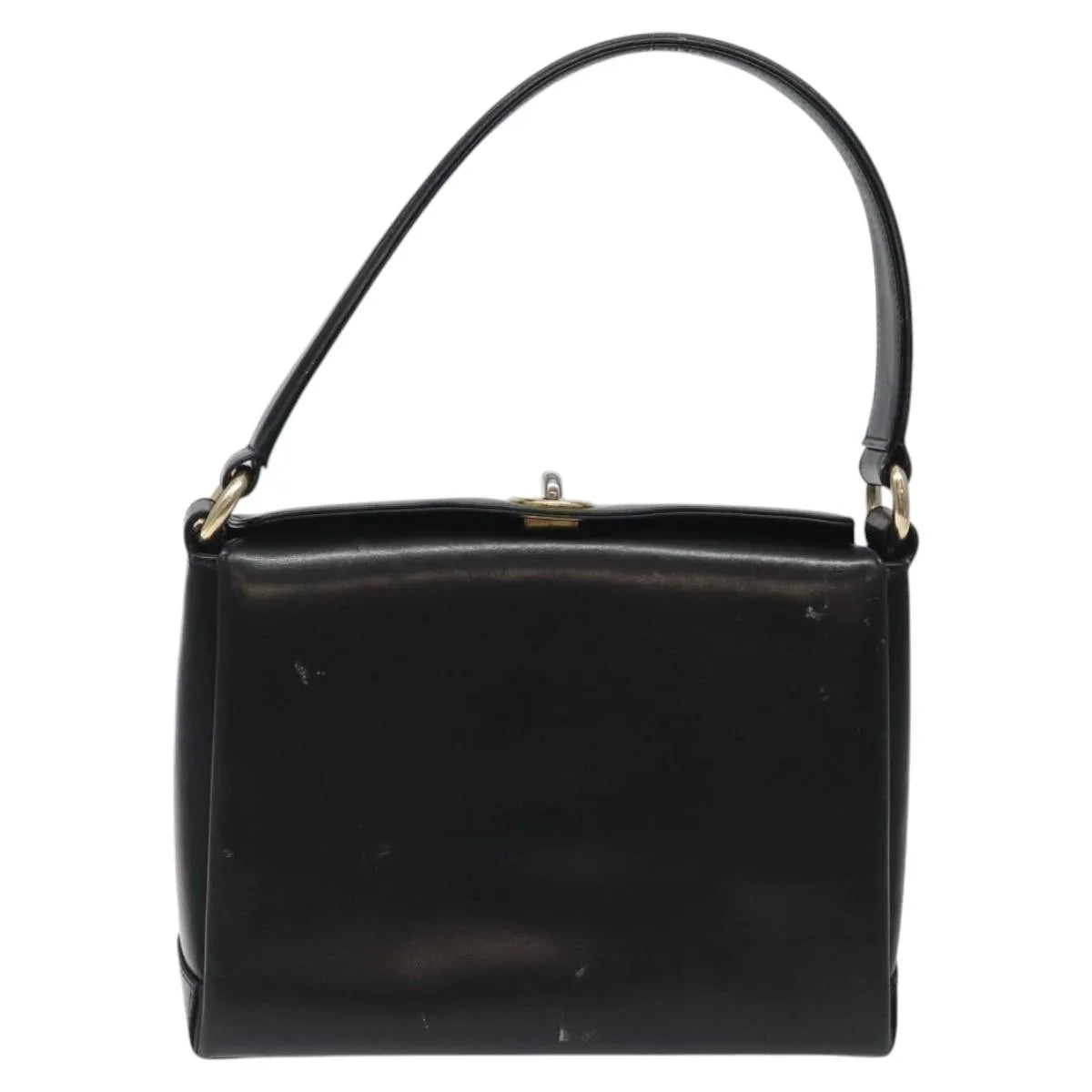 Gucci Vintage Convertible Box Leather Black Leather Handbag (Pre-Owned)