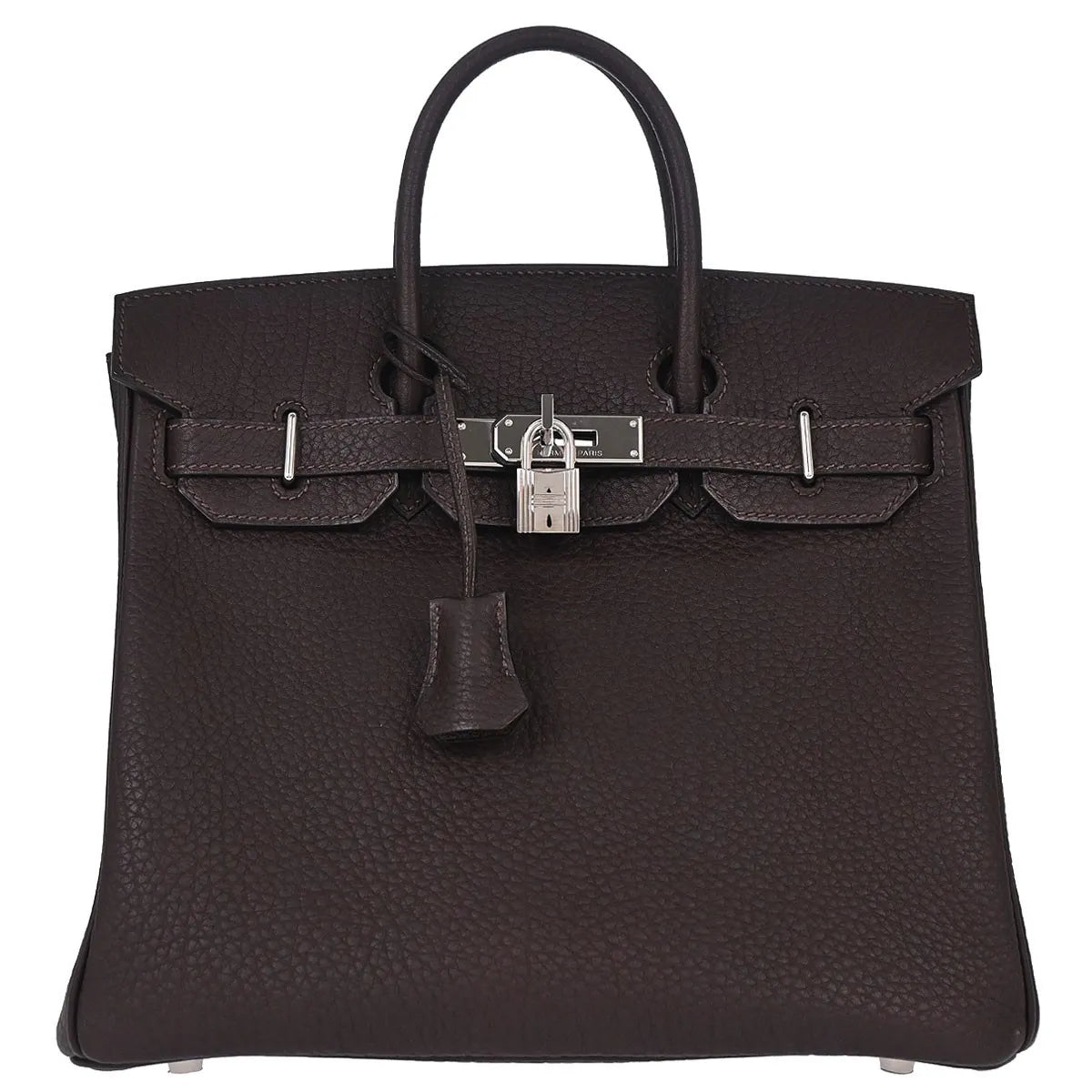 Hermes Hac Birkin Black Fjord With Palladium Hardware Brown Leather Handbag (Pre-Owned)