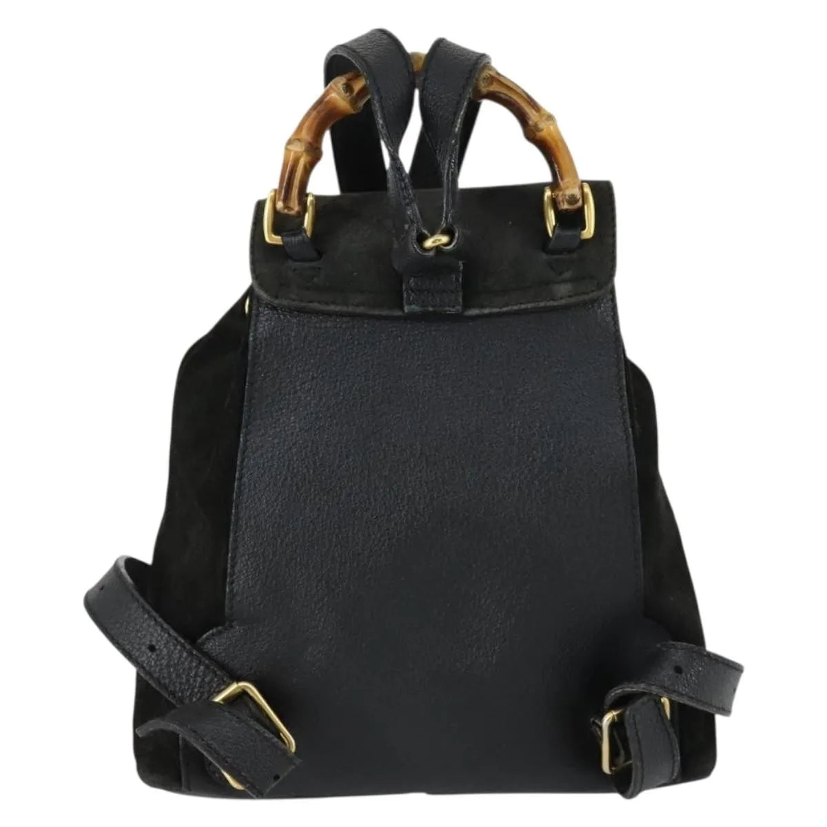Gucci Vintage Bamboo Suede Black Leather Backpack Bag (Pre-Owned)