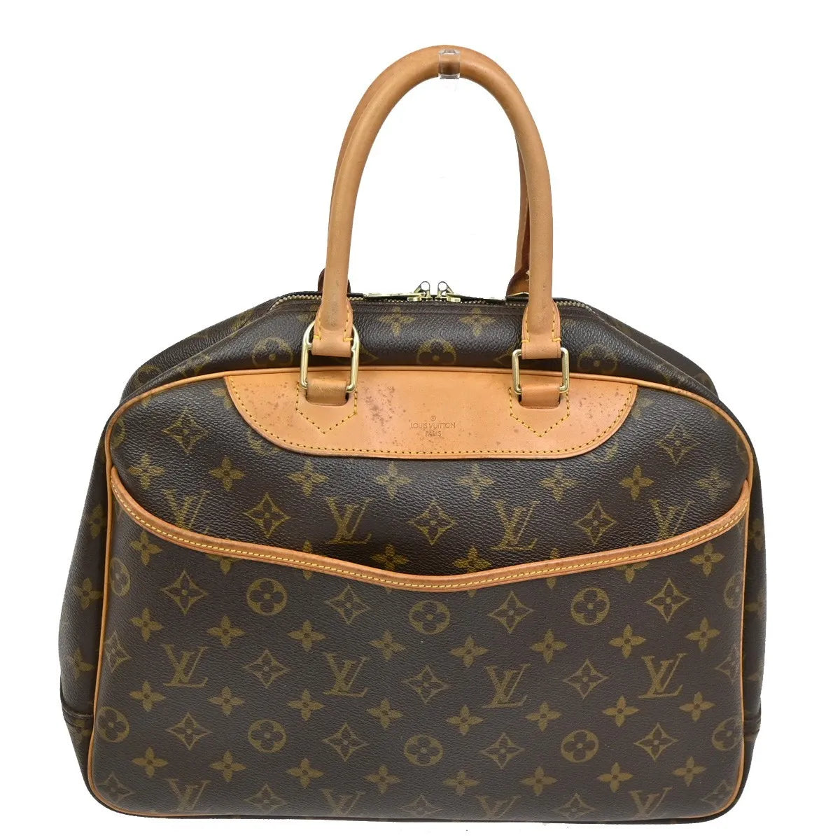 Louis Vuitton Deauville Monogram Canvas Brown Leather Handbag (Pre-Owned)