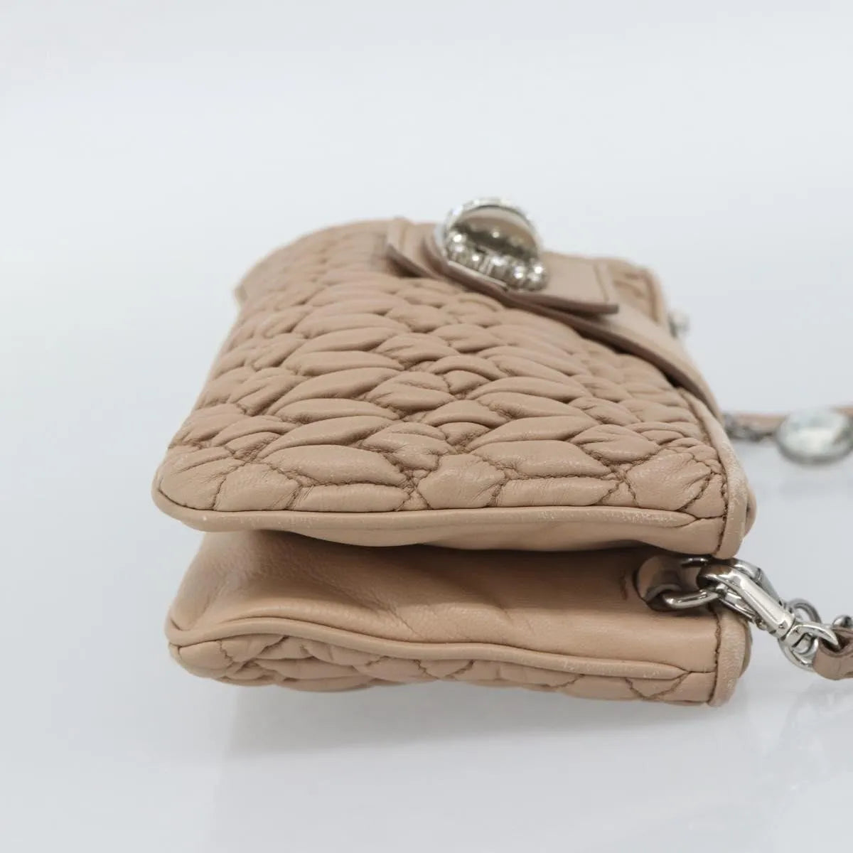 Miu Miu Crystal Convertible Chain Matelasse Leather Pink Leather Shoulder Bag Bag (Pre-Owned)