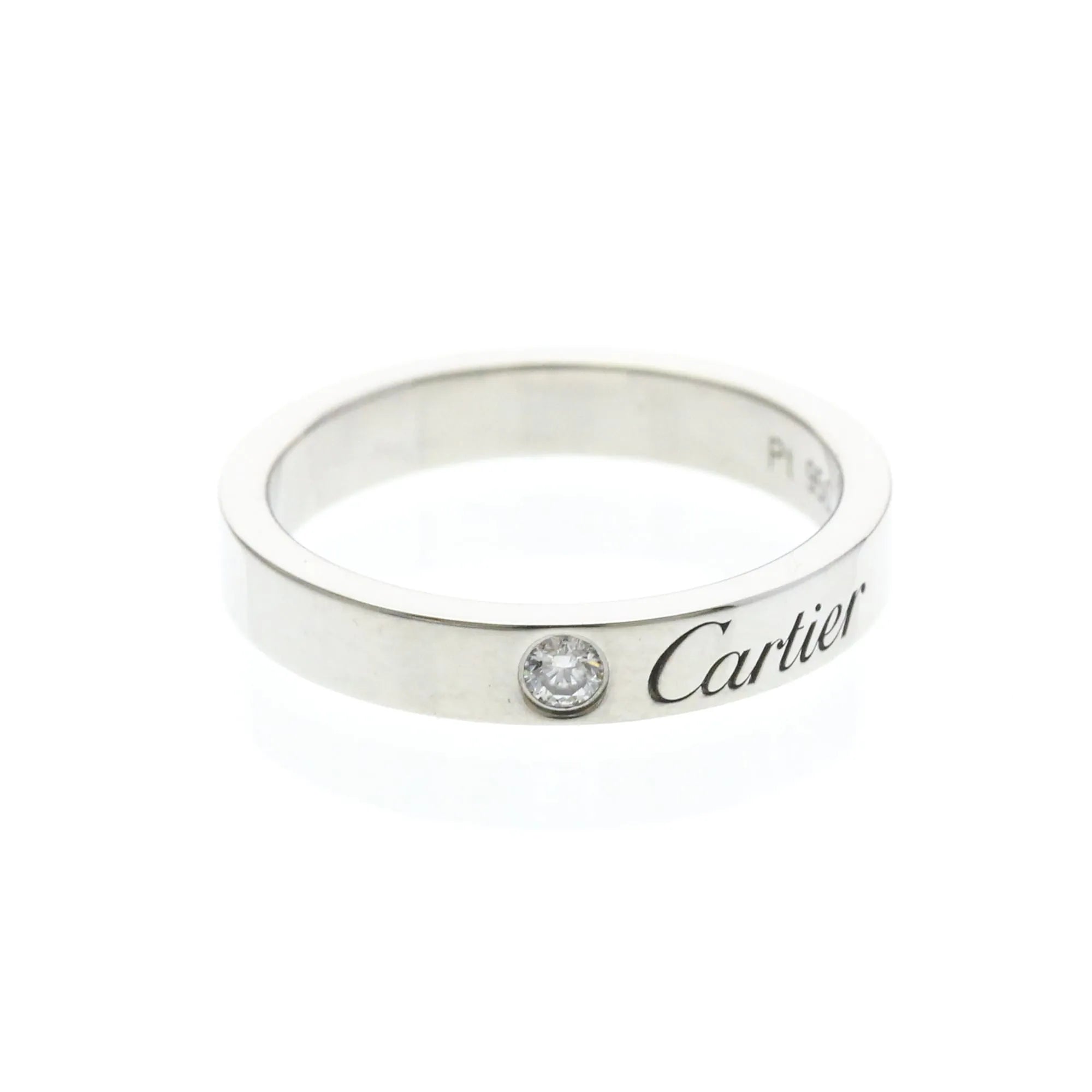 Cartier C De Cartier Wedding Band Platinum With Diamond Silver Platinum Ring Jewelry (Pre-Owned)