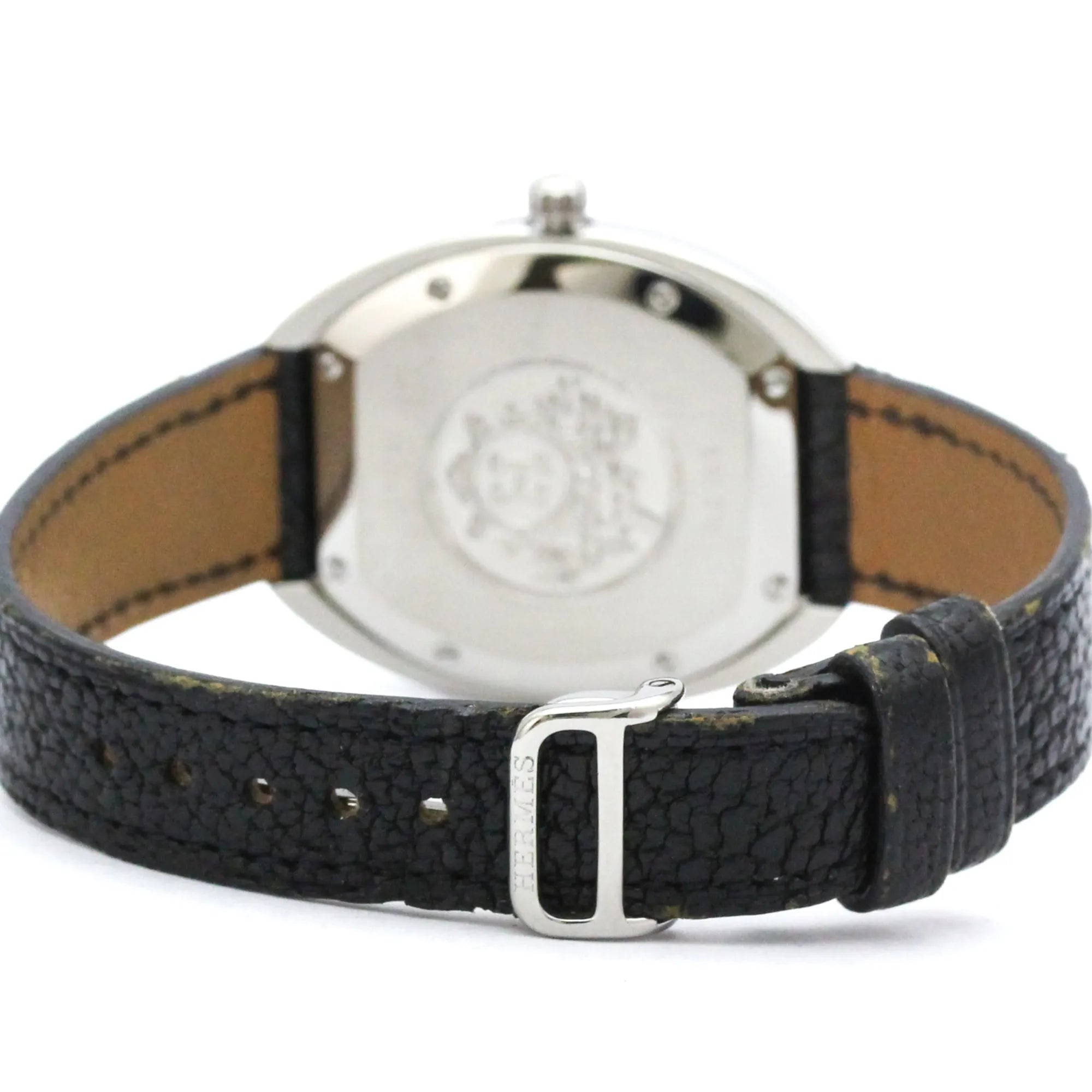 Hermes Espace Stainless Steel And Leather Watch (Pre-Owned)