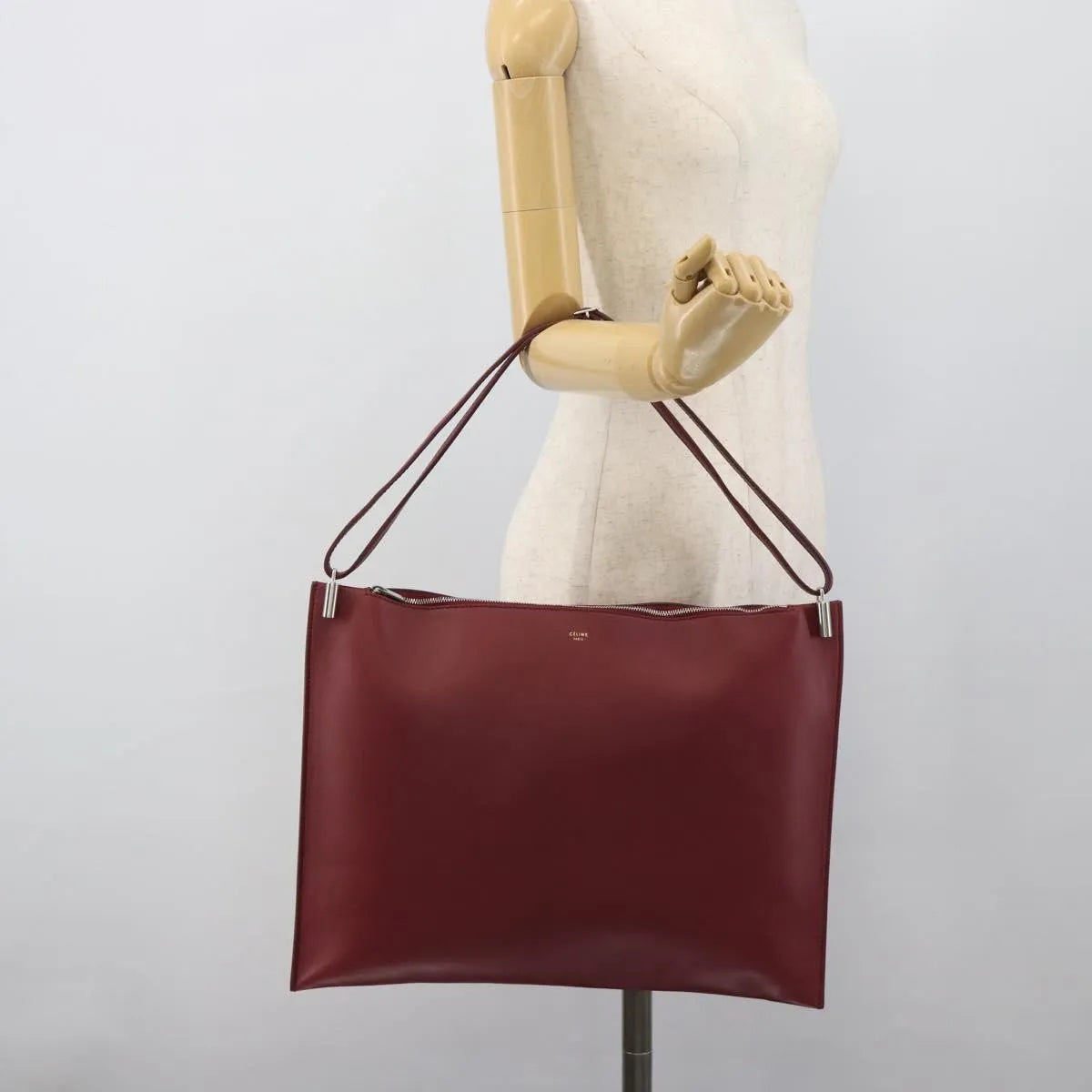 Celine Fortune Cookie Convertible Leather Burgundy Leather Shoulder Bag Bag (Pre-Owned)
