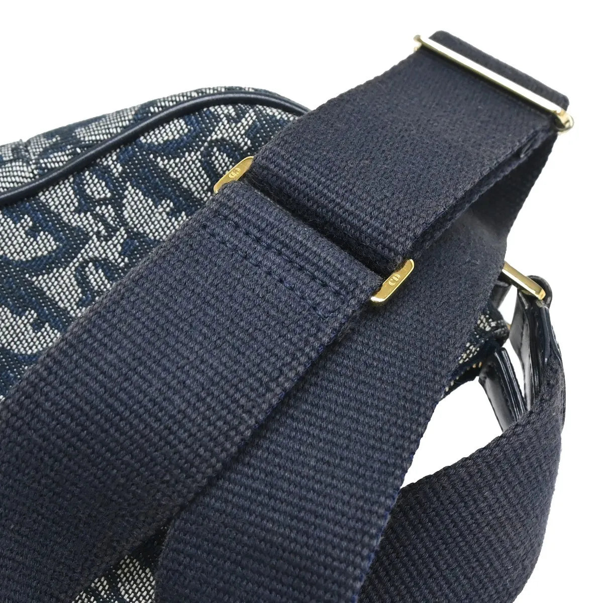 Christian Dior Vintage Trotteur Chain Canvas Blue Canvas Shoulder Bag Bag (Pre-Owned)