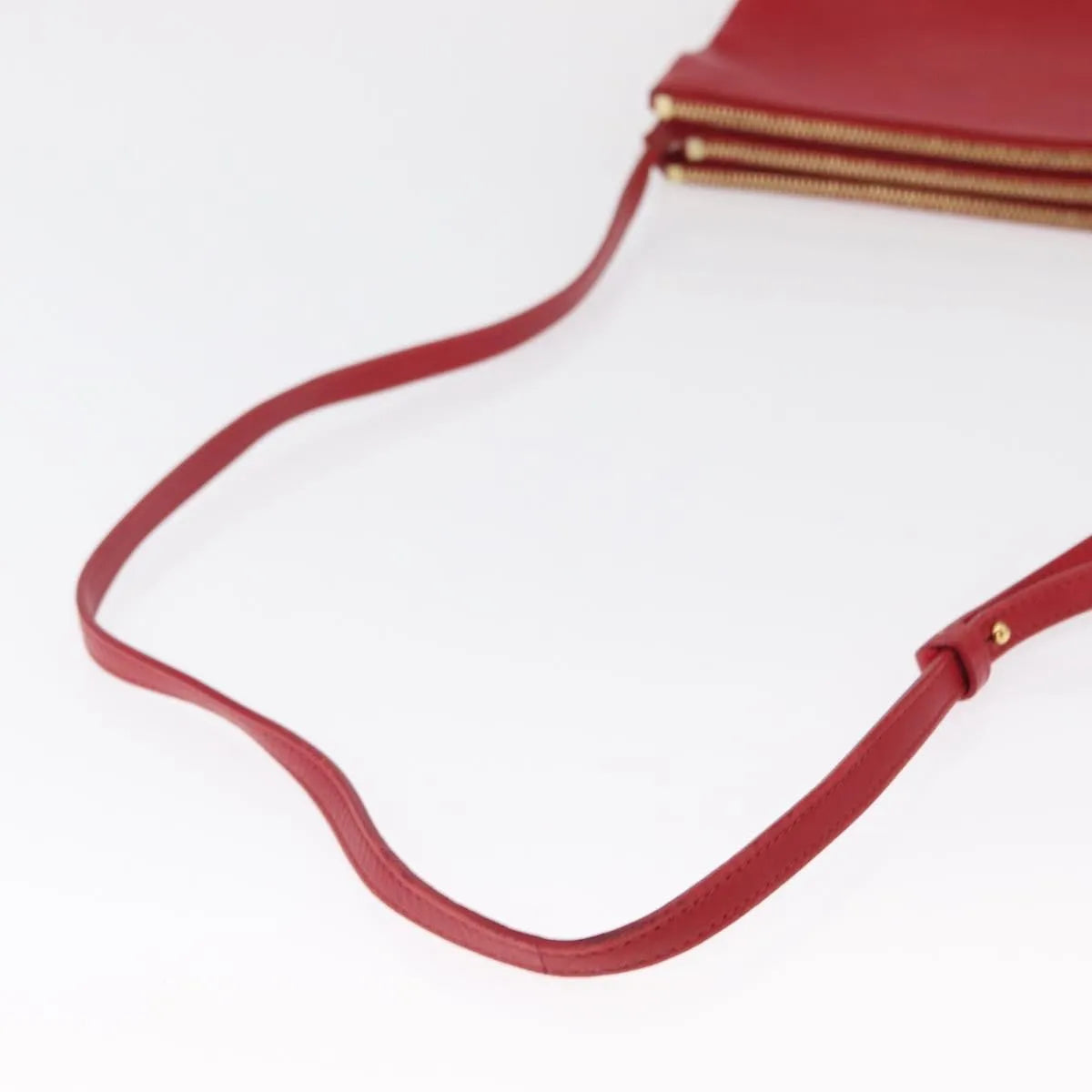 Celine Trio Leather Red Leather Shoulder Bag Bag (Pre-Owned)