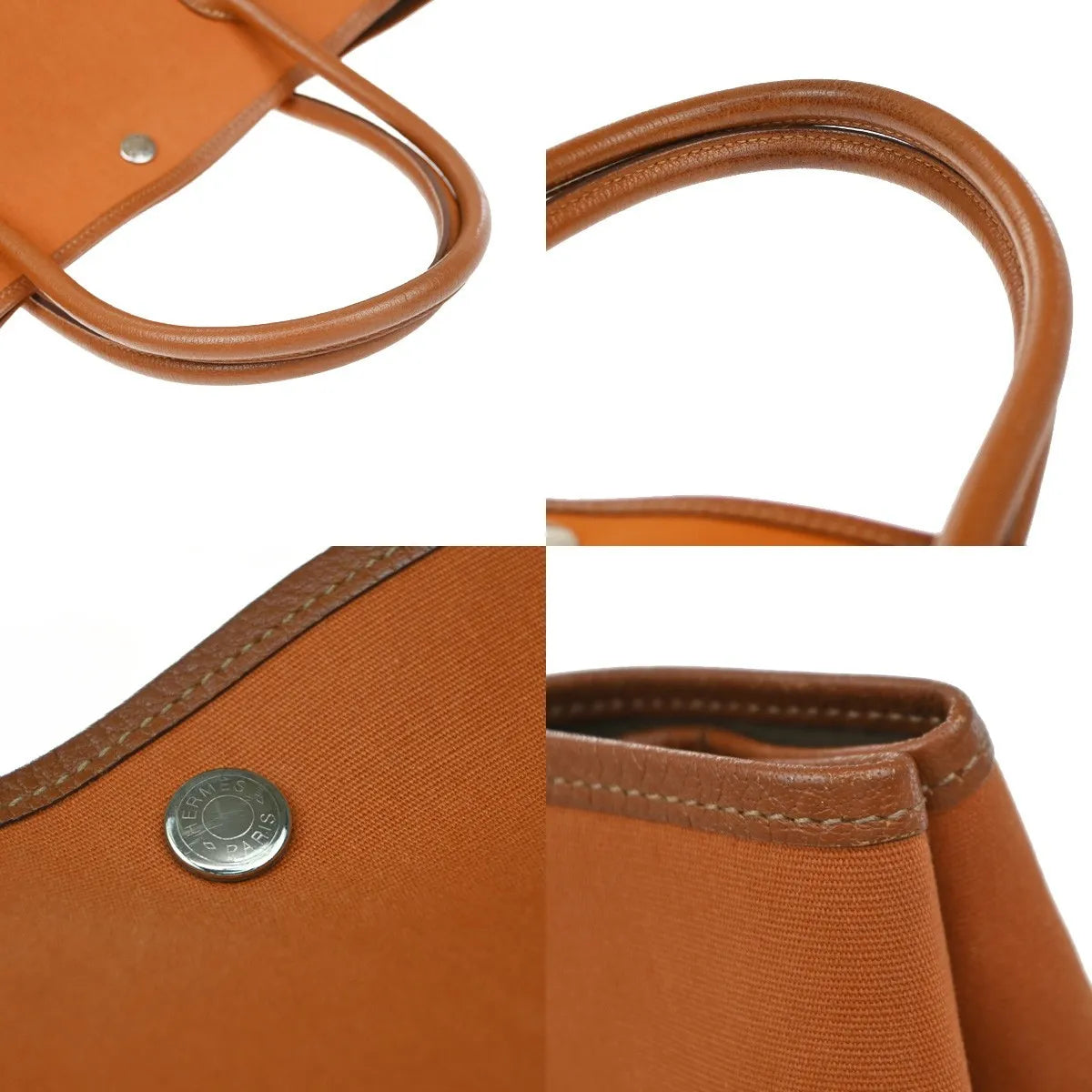 Hermes Garden Party Toile And Leather Orange Canvas Handbag (Pre-Owned)