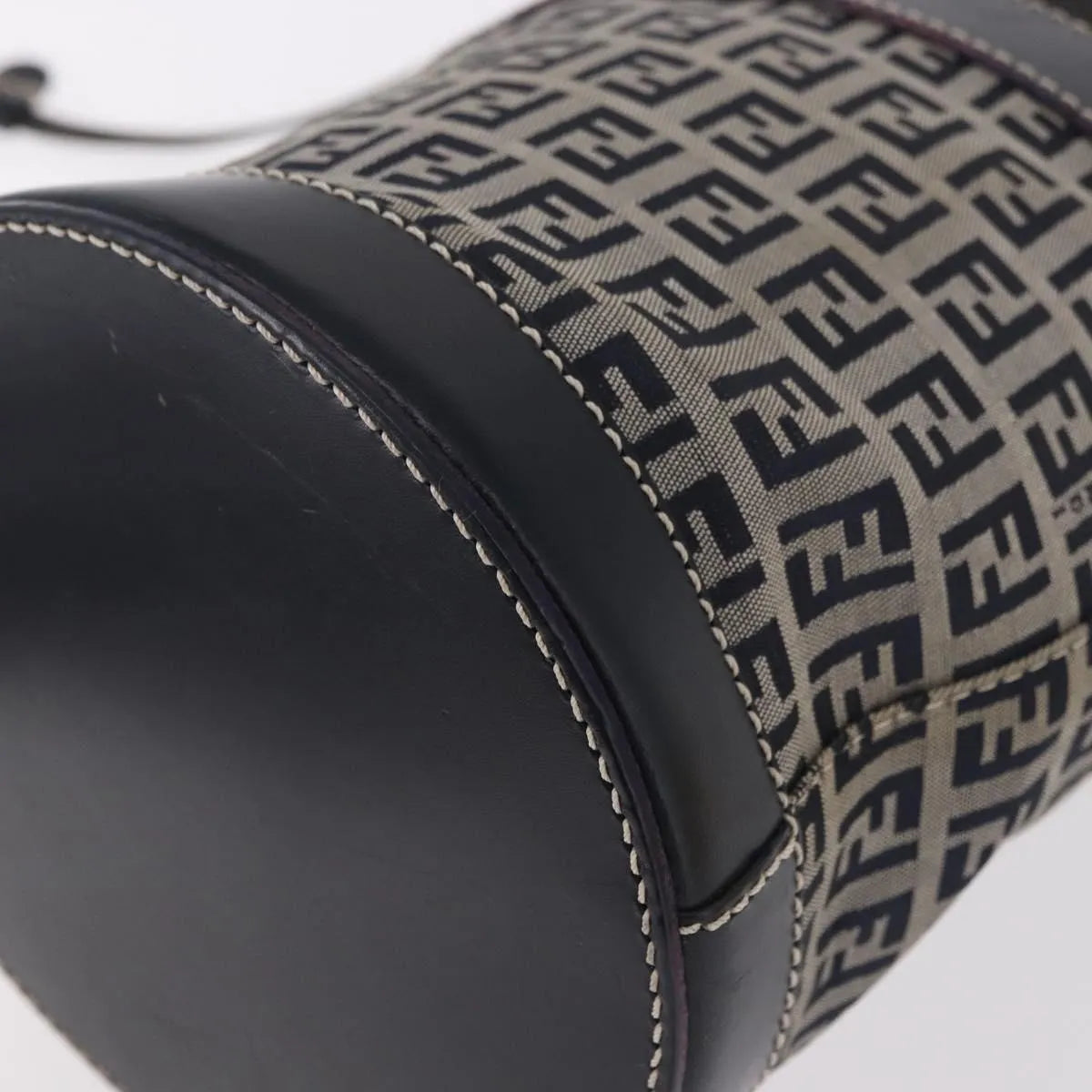 Fendi Zucchino Canvas Navy Canvas Handbag (Pre-Owned)