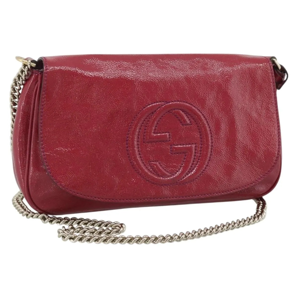 Gucci Soho Chain Patent Pink Patent_Leather Shoulder Bag Bag (Pre-Owned)