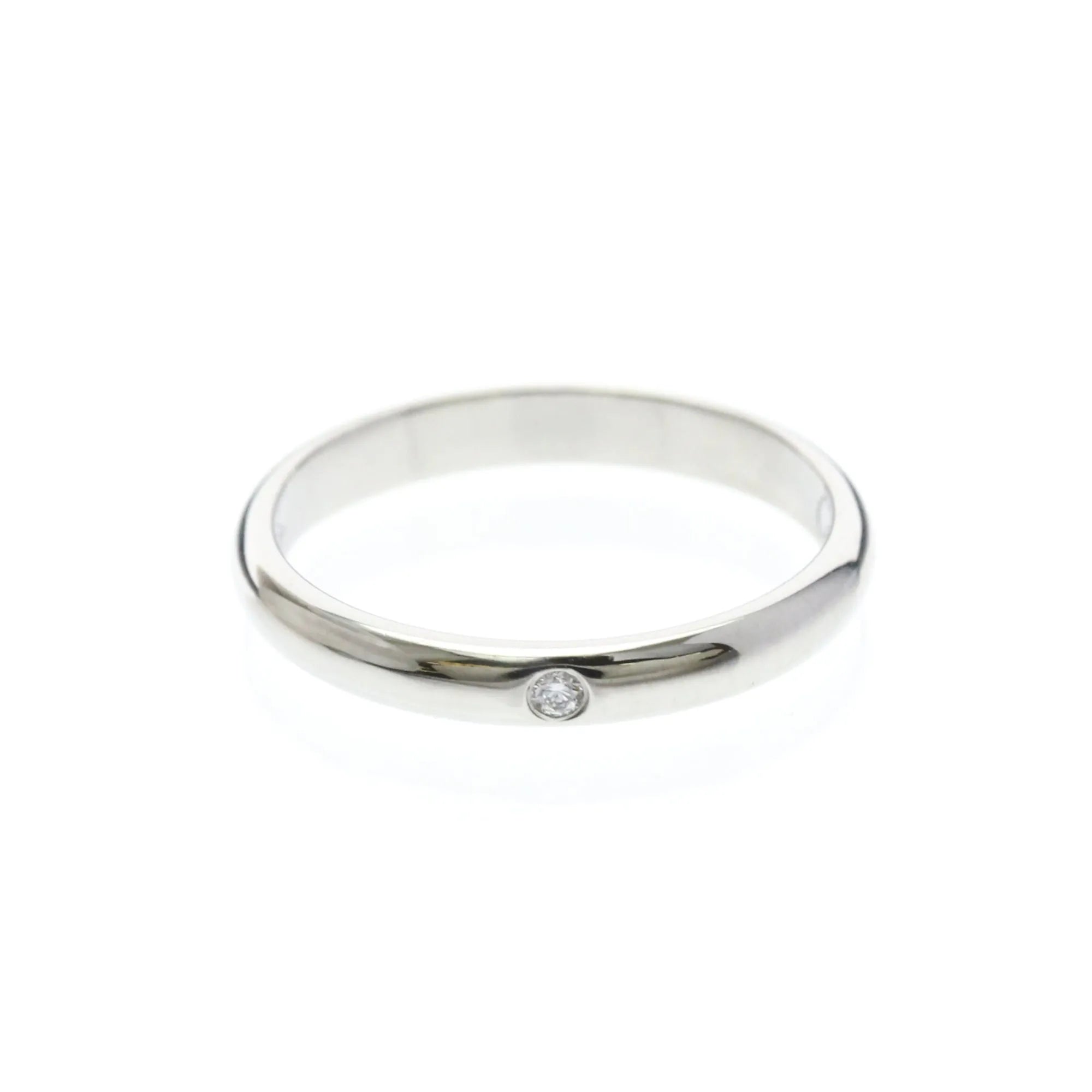Cartier 1895 Wedding Band Platinum With Diamond Silver Platinum Ring Jewelry (Pre-Owned)