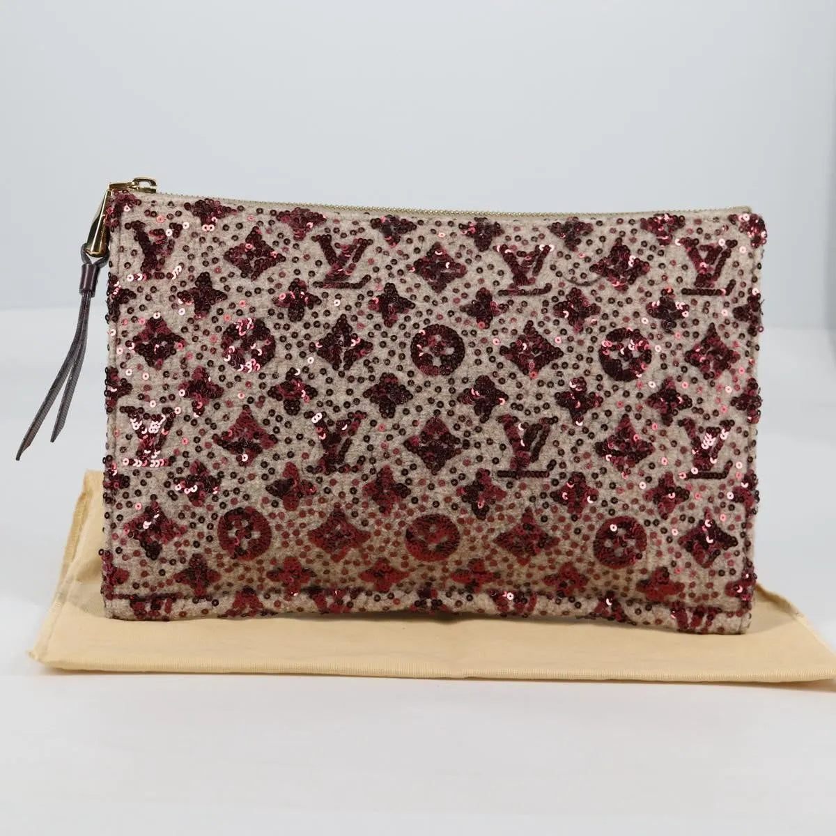 Louis Vuitton Pochette Felt And Sequin Burgundy Canvas Clutche & Pouche Bag (Pre-Owned)