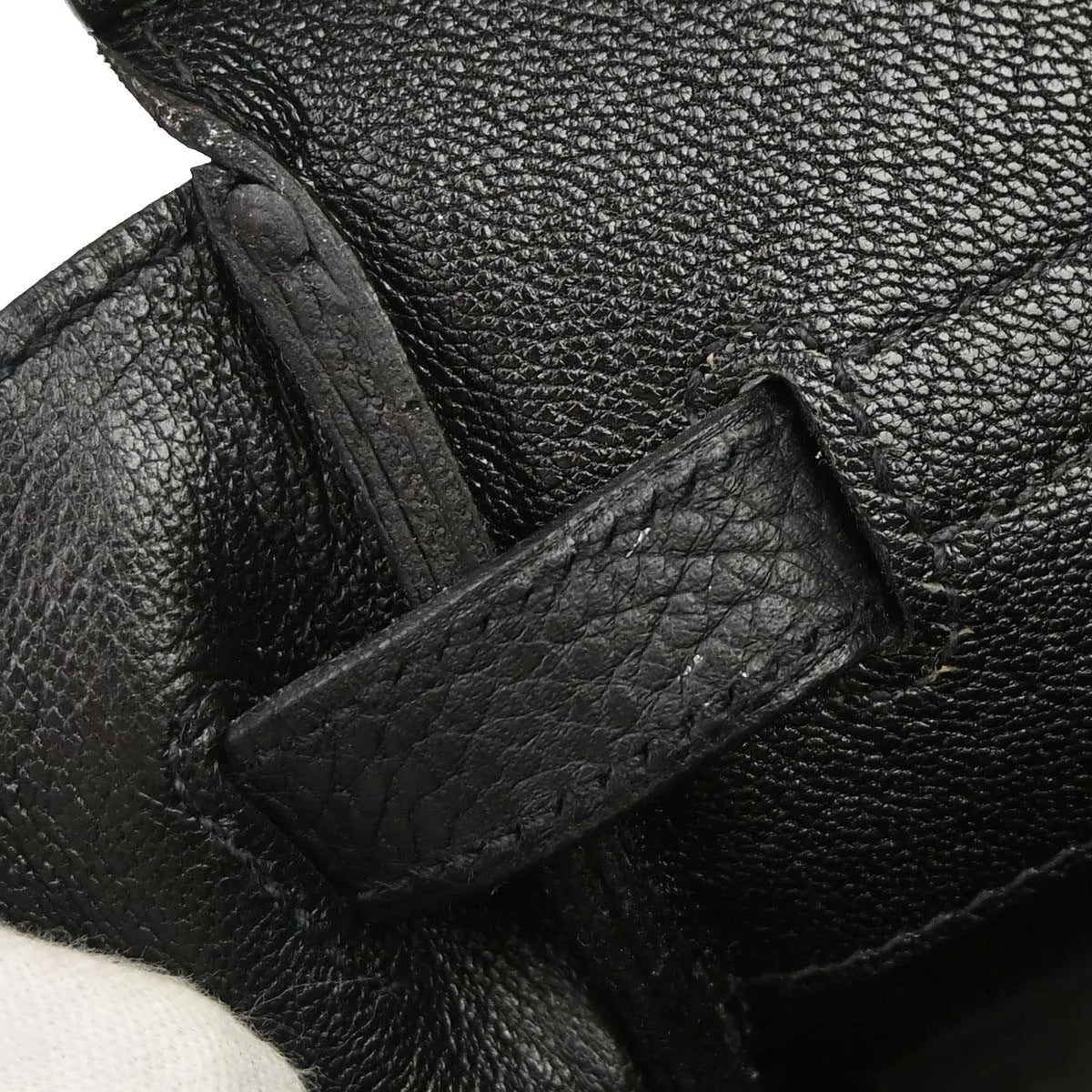 Hermes Birkin Handbag Taurillon Clemence Black Leather Handbag (Pre-Owned)