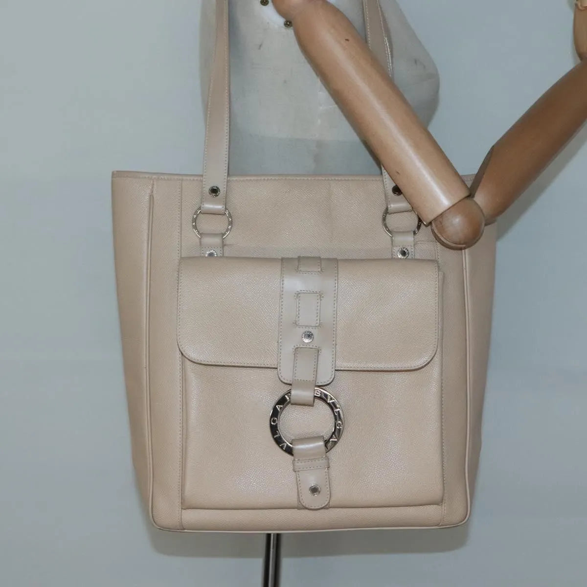 Bvlgari Vintage Leather Beige Leather Tote Bag Bag (Pre-Owned)