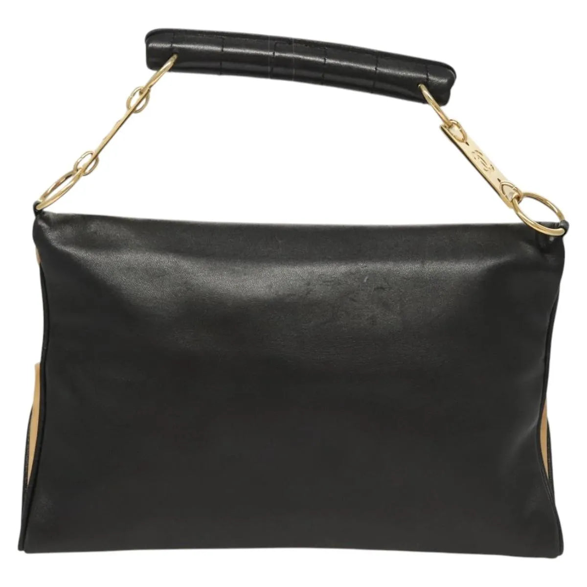 Chanel Chocolate Bar Handbag Lambskin Beige Leather Handbag (Pre-Owned)