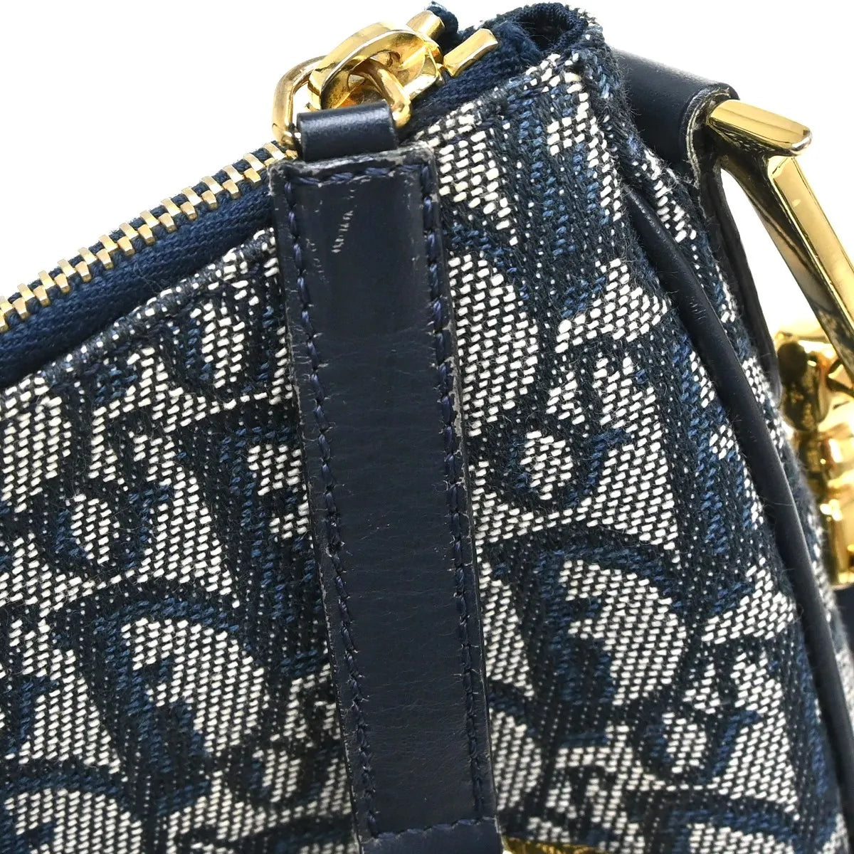 Christian Dior Vintage Trotteur Chain Canvas Blue Canvas Shoulder Bag Bag (Pre-Owned)