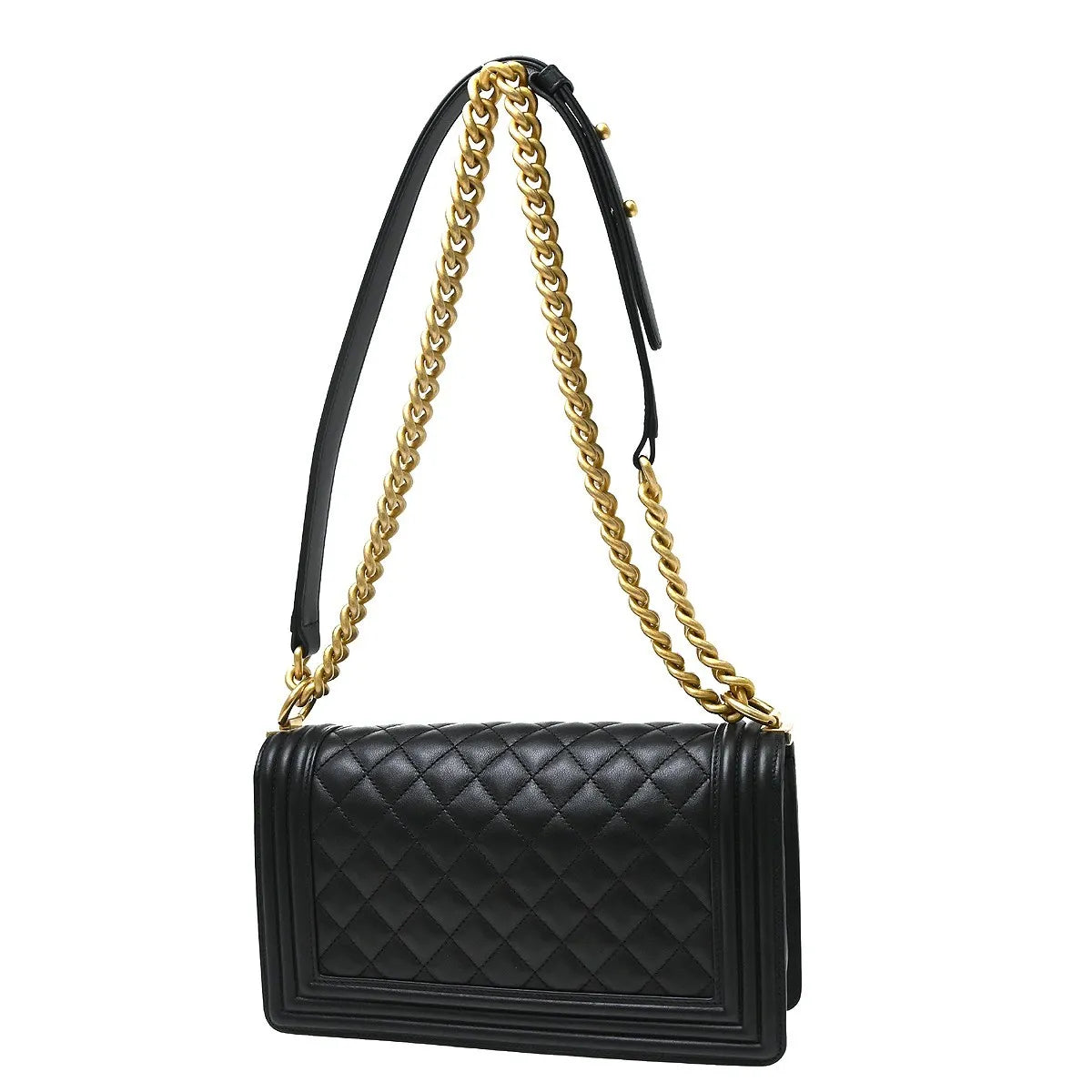 Chanel Boy Flap Quilted Calfskin Black Leather Shoulder Bag Bag (Pre-Owned)