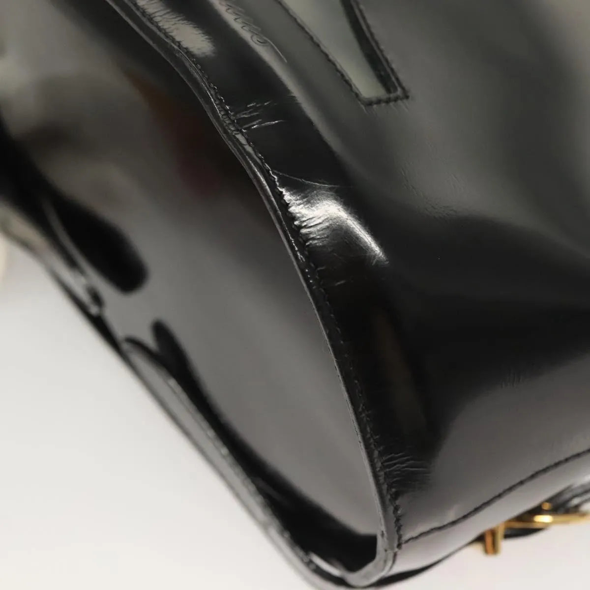 Salvatore Ferragamo Gancini Patent Leather Black Patent_Leather Backpack Bag (Pre-Owned)