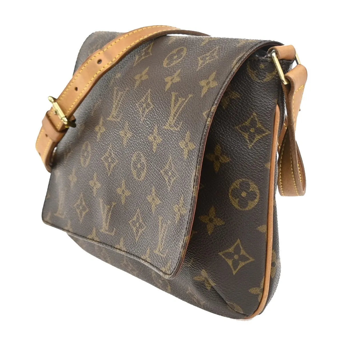 Louis Vuitton Musette Tango Monogram Canvas Brown Leather Shoulder Bag Bag (Pre-Owned)