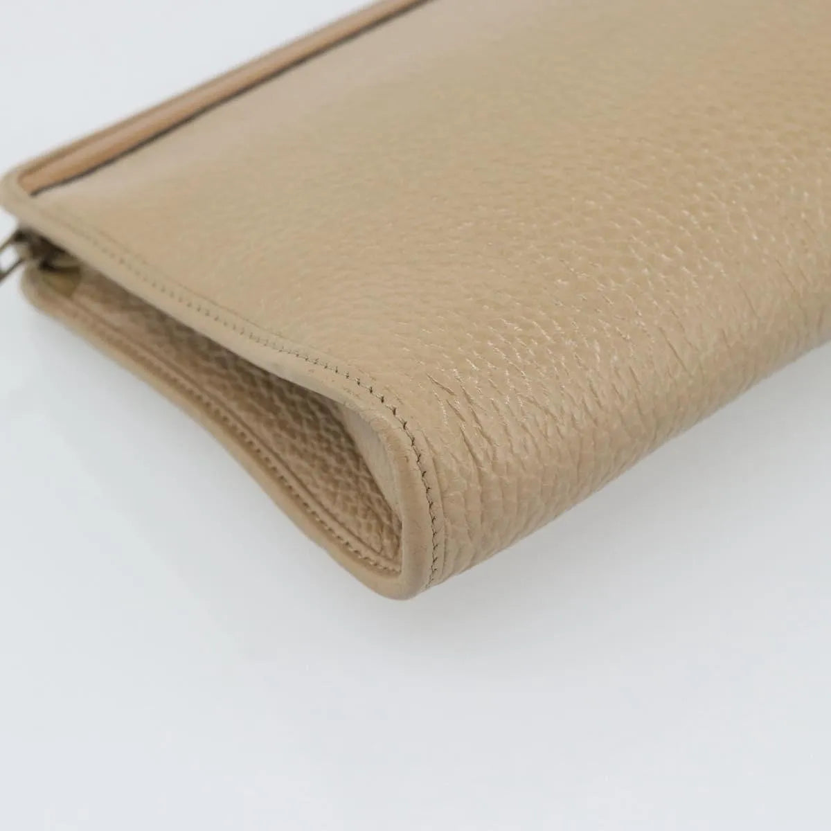 Christian Dior Vintage Zip Pochette Leather Beige Leather Clutche & Pouche Bag (Pre-Owned)