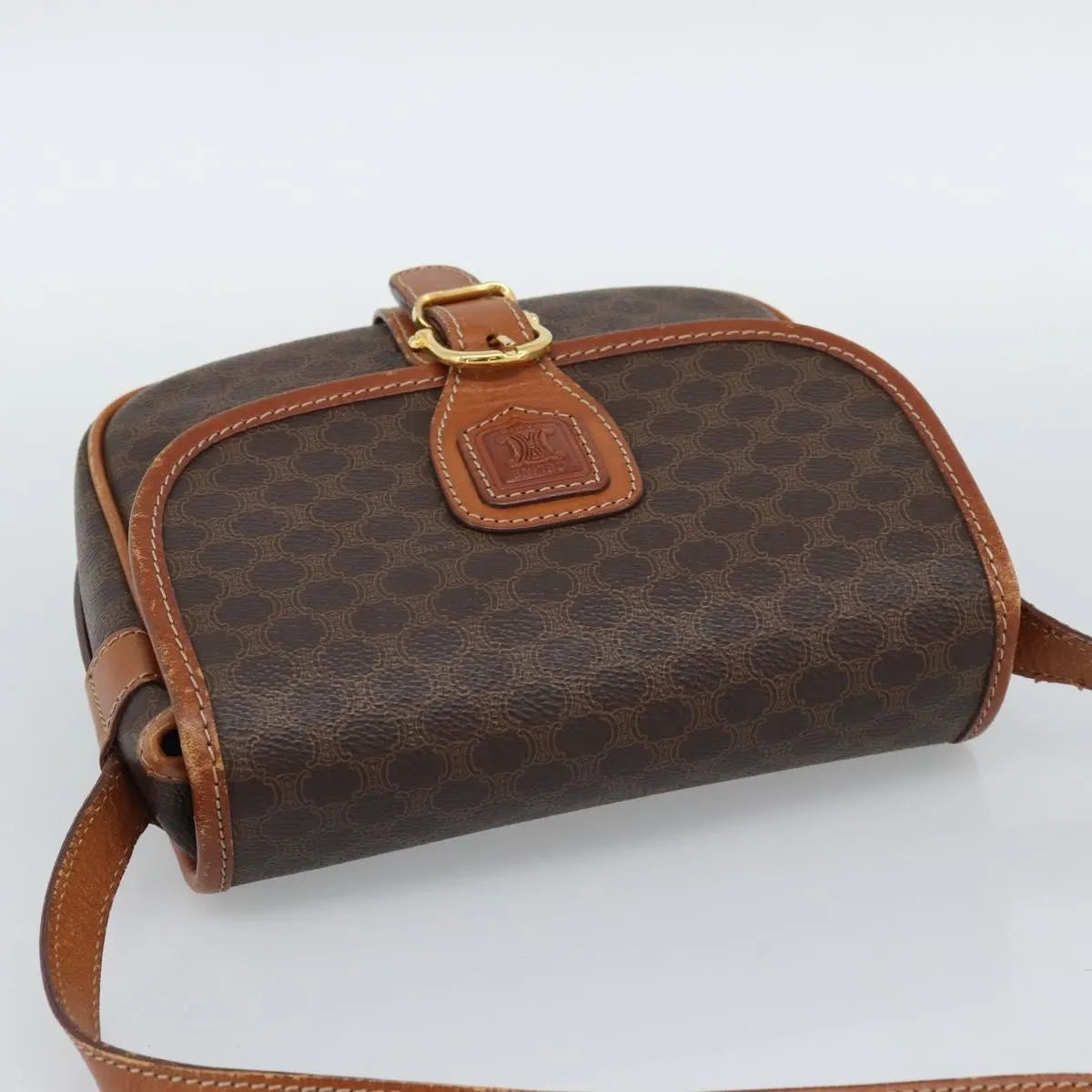 Celine Vintage Macadam Canvas Brown Canvas Shoulder Bag Bag (Pre-Owned)