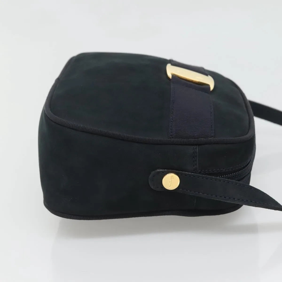 Salvatore Ferragamo Vara Bow Camera Suede Navy Suede Shoulder Bag Bag (Pre-Owned)
