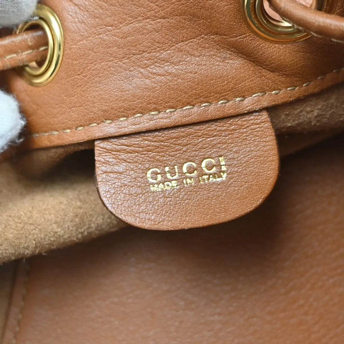 Gucci Vintage Bamboo Sling Leather Brown Leather Backpack Bag (Pre-Owned)