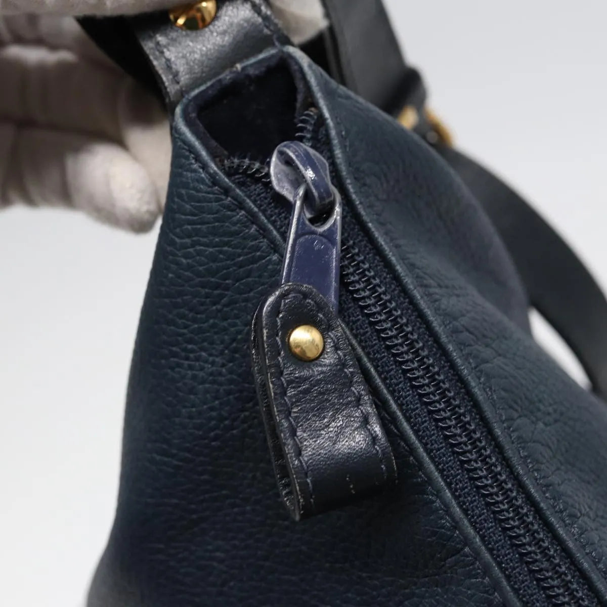 Gucci Vintage Leather Navy Leather Shoulder Bag Bag (Pre-Owned)