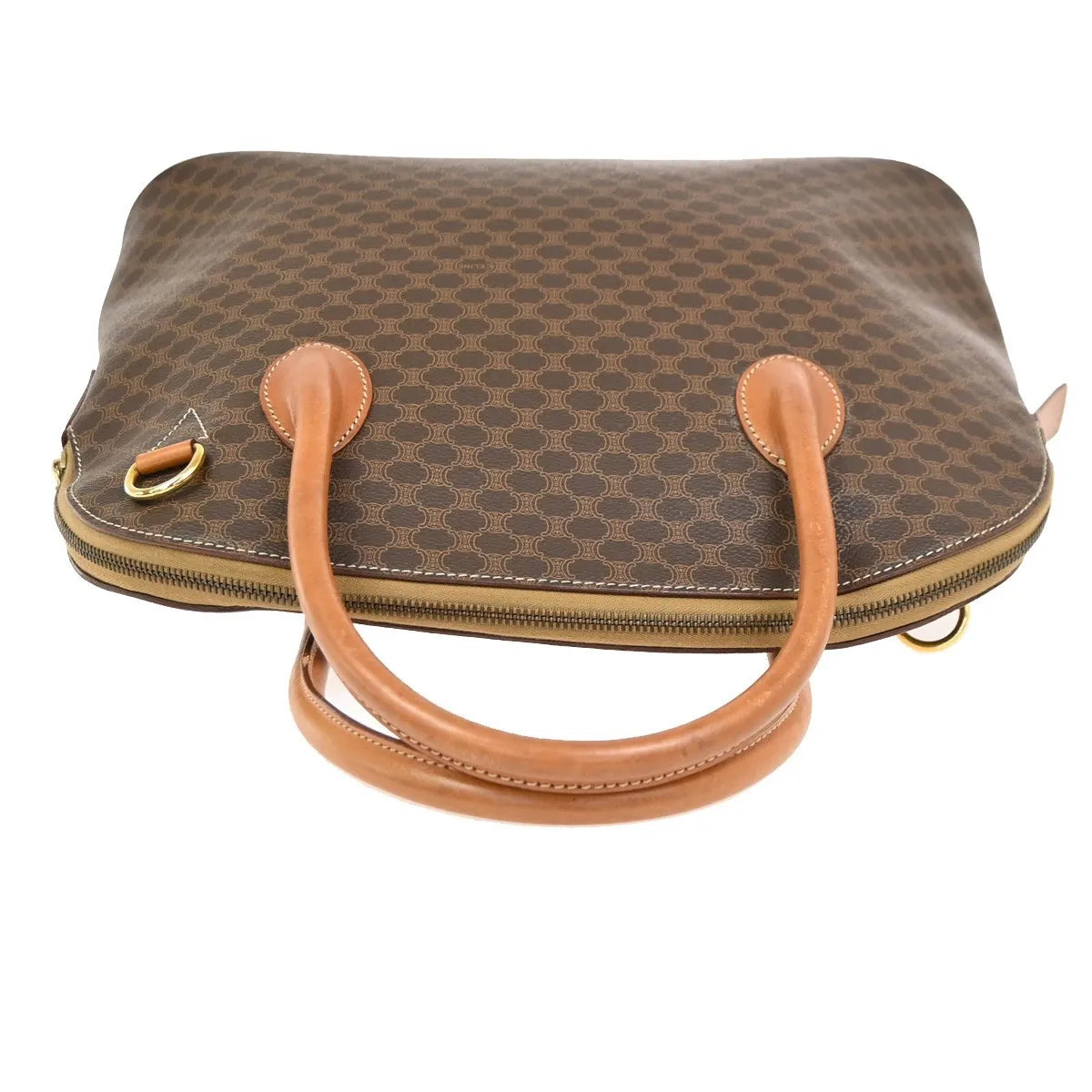 Celine Vintage Macadam Canvas And Leather Brown Canvas Handbag (Pre-Owned)