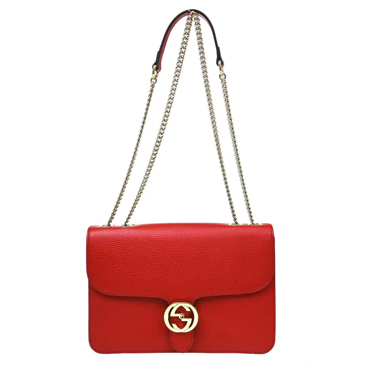 Gucci Interlocking Leather Red Leather Shoulder Bag Bag (Pre-Owned)