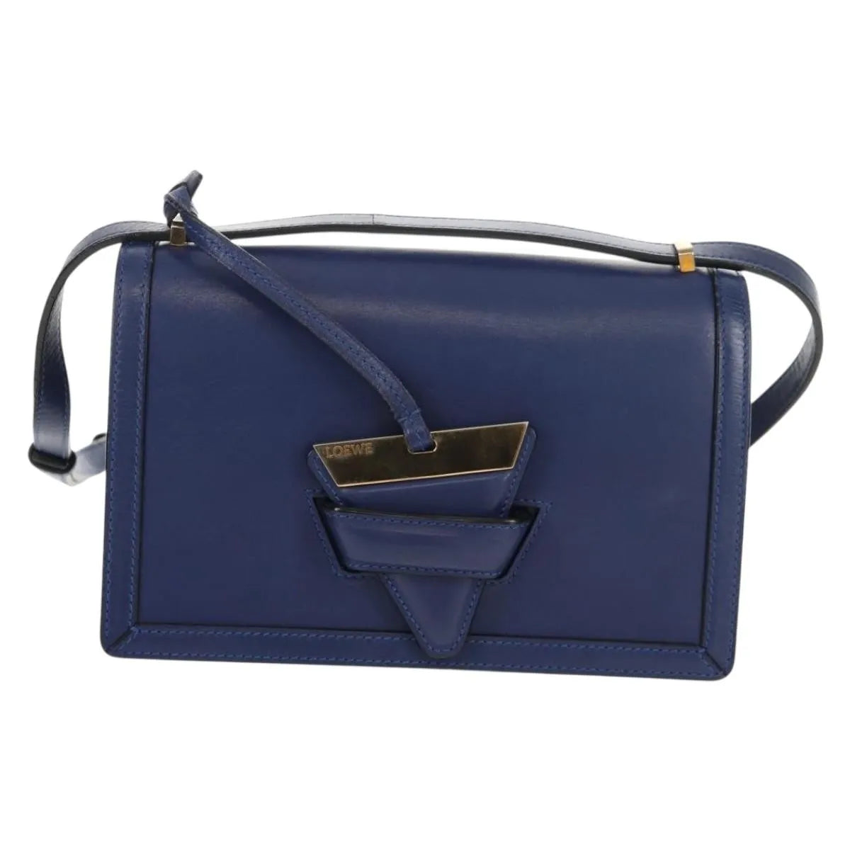 Loewe Barcelona Leather Blue Leather Shoulder Bag Bag (Pre-Owned)